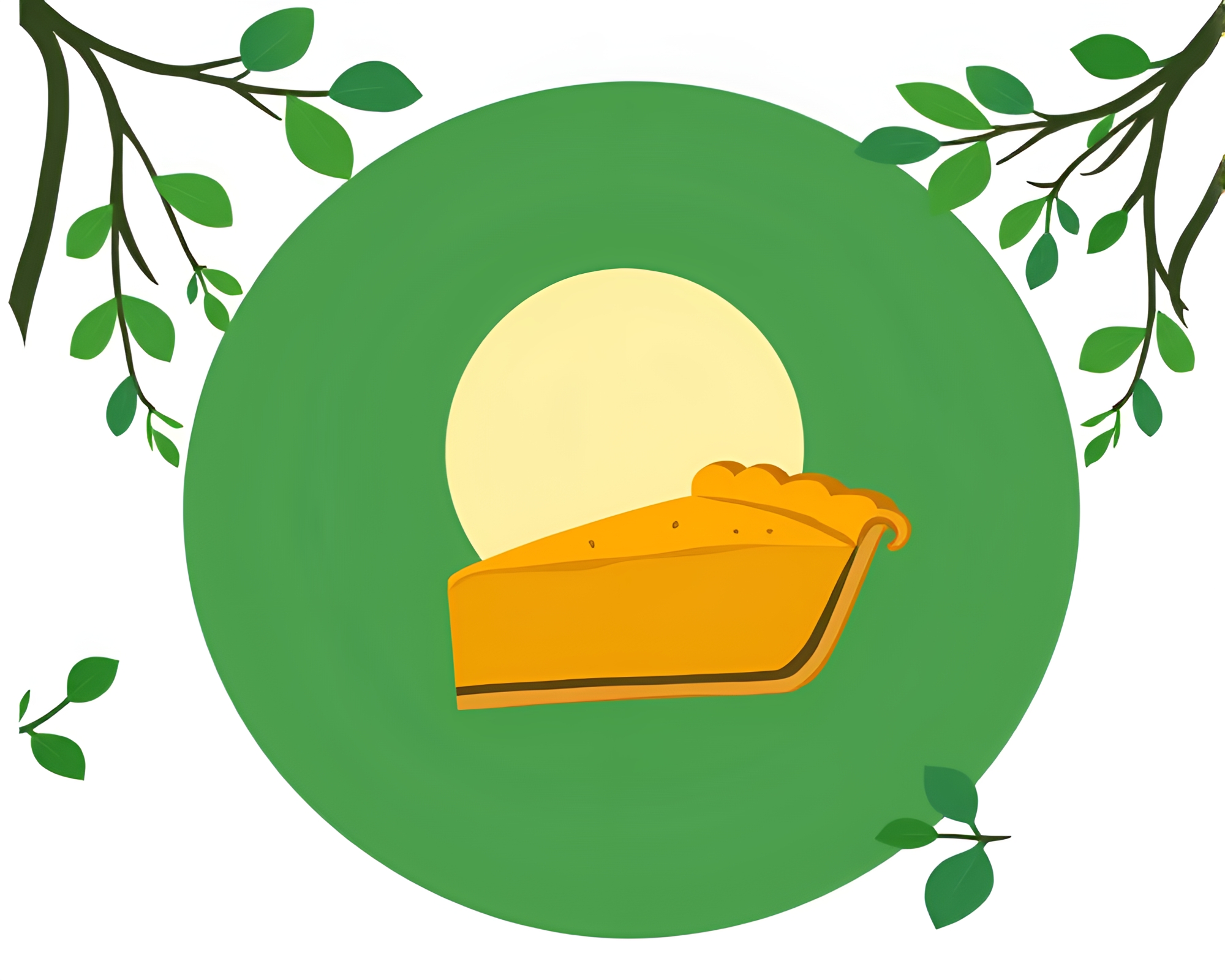 Pumpkin Pie Silhouette Framed by Emerald Green Foliage – free AI stock image