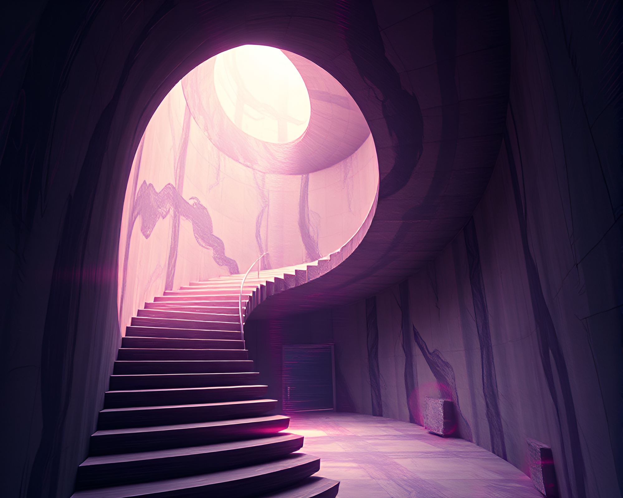 Digital Noise Escher Staircase Dreamy Glitch – free AI stock image