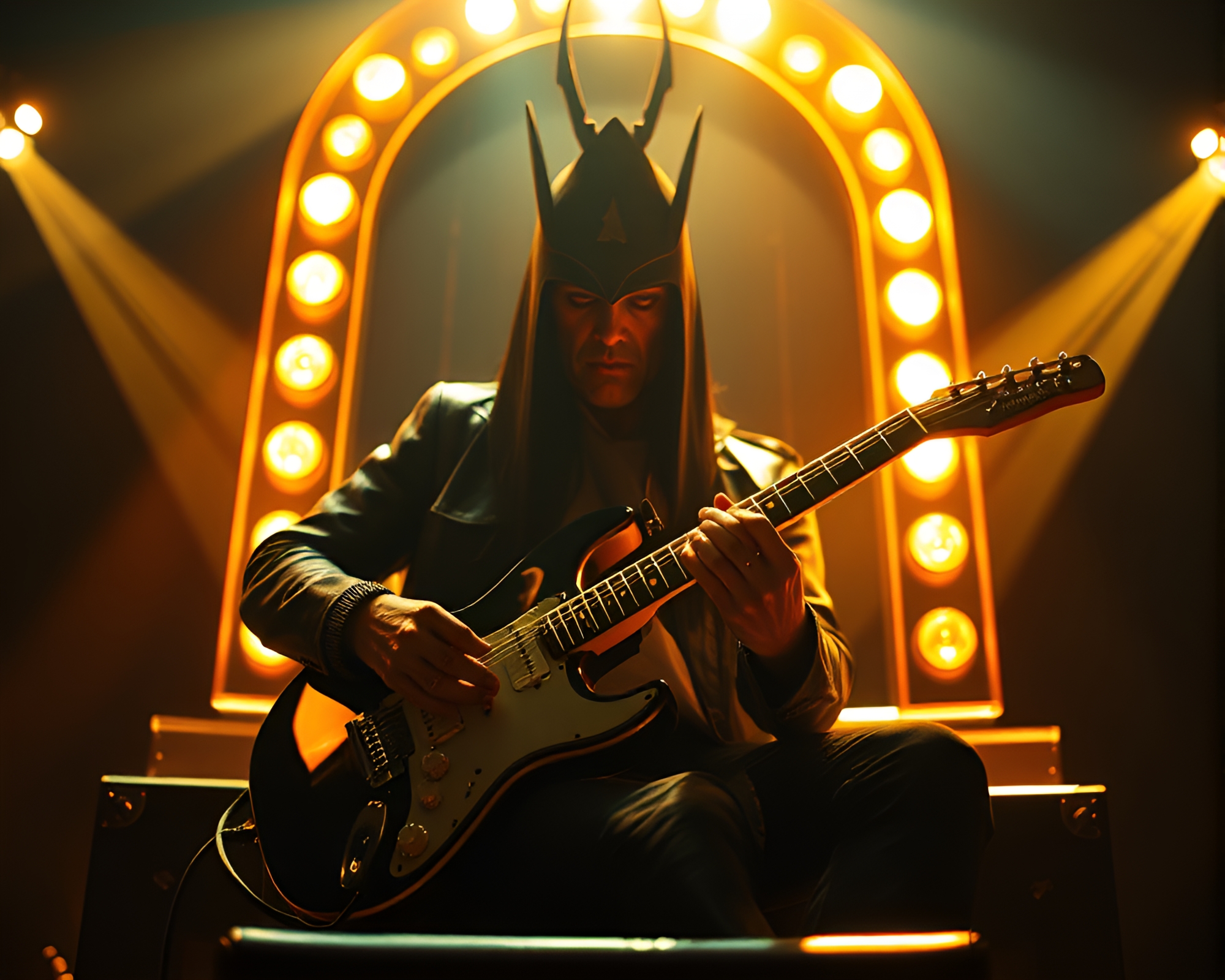 Cubist Guitarist in Throne Room Ambience – free AI stock image