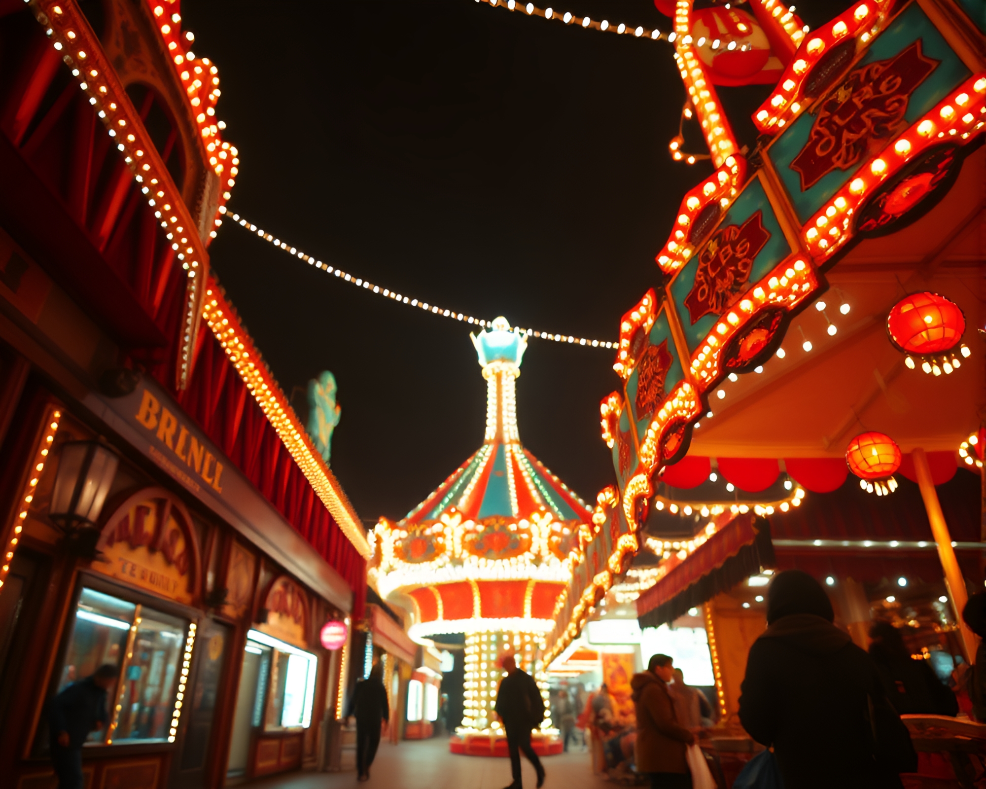 Augmented Reality Carnival Lights Surreal Low-Angle Shot – free AI stock image