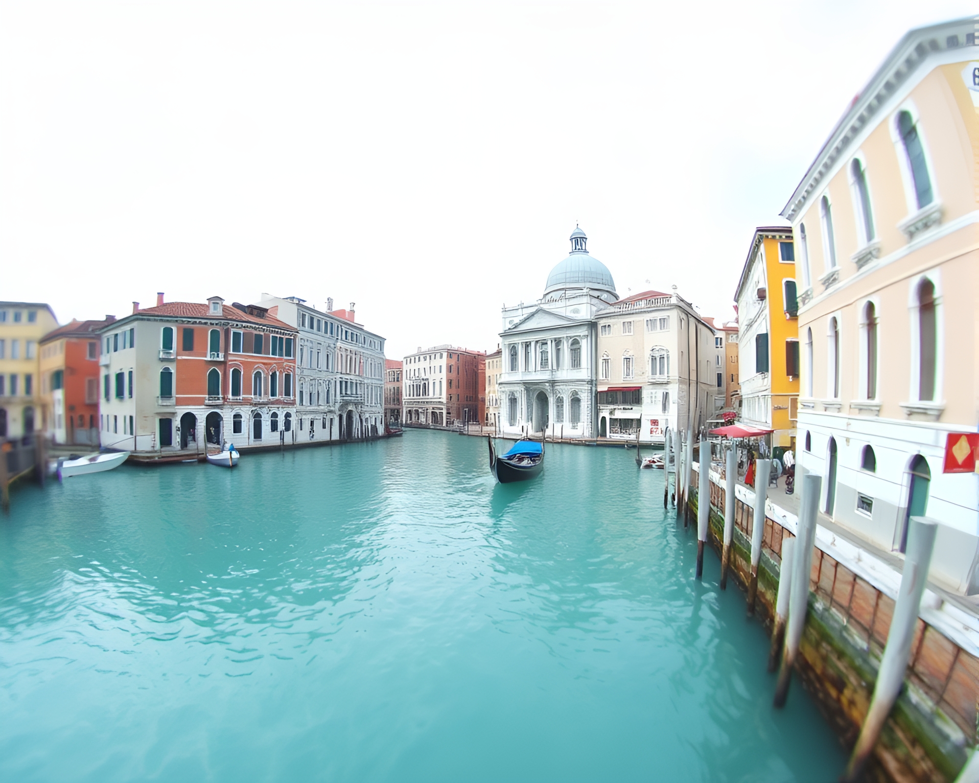 Venetian Canal Grisaille Painting with Turquoise Waters – free AI stock image