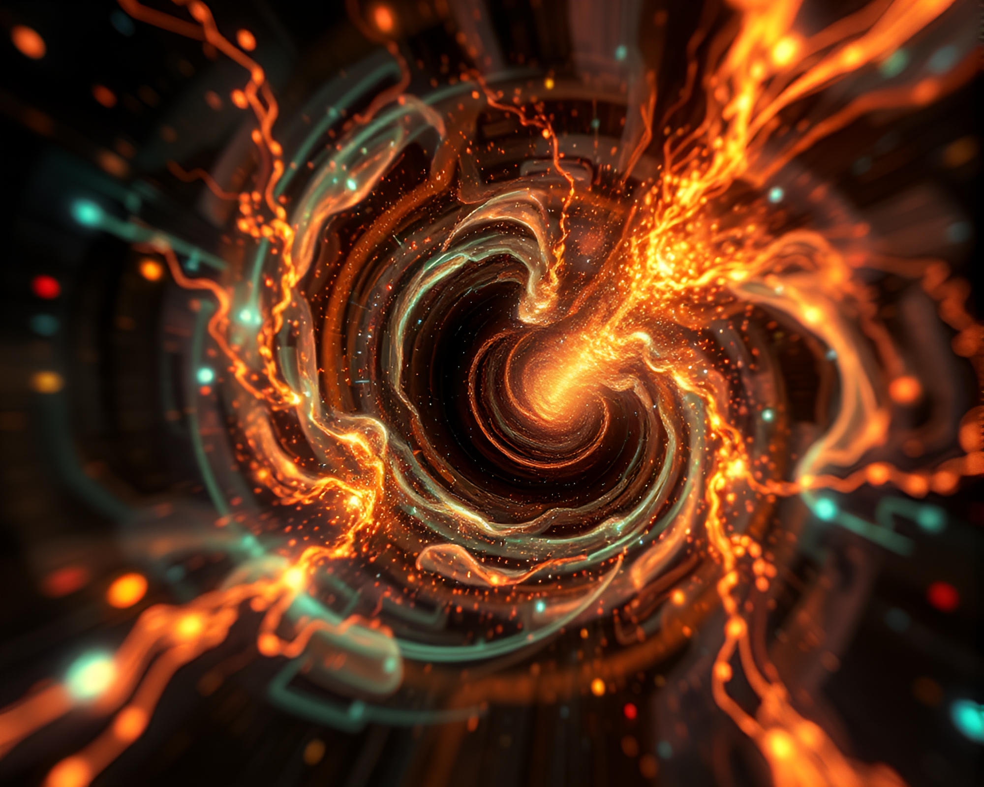 Steampunk Digital Glitch Vortex Illuminated Fractals – free AI stock image