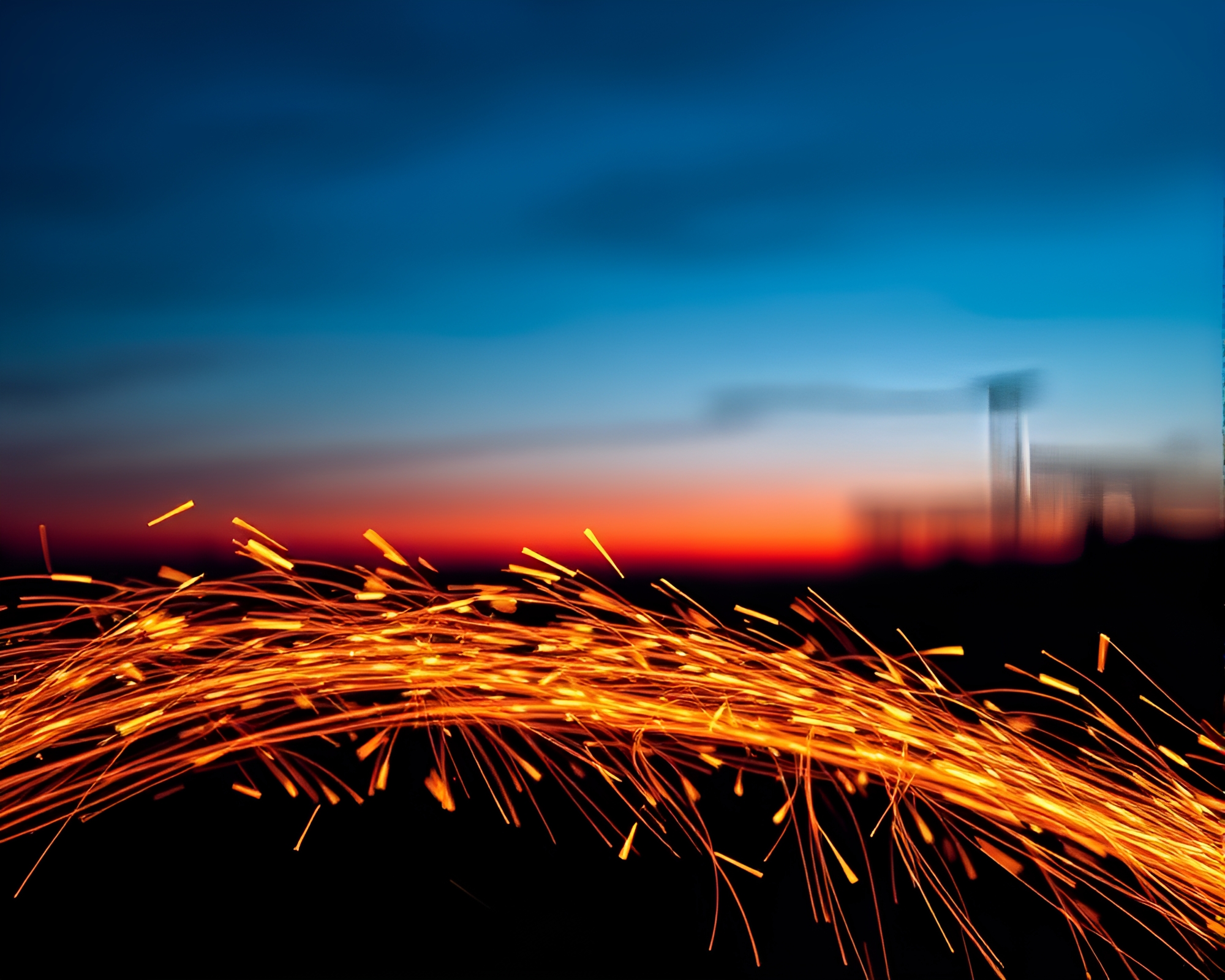 Twilight Blue Hour Antimatter Grenade Sparkler Trails – free AI stock image