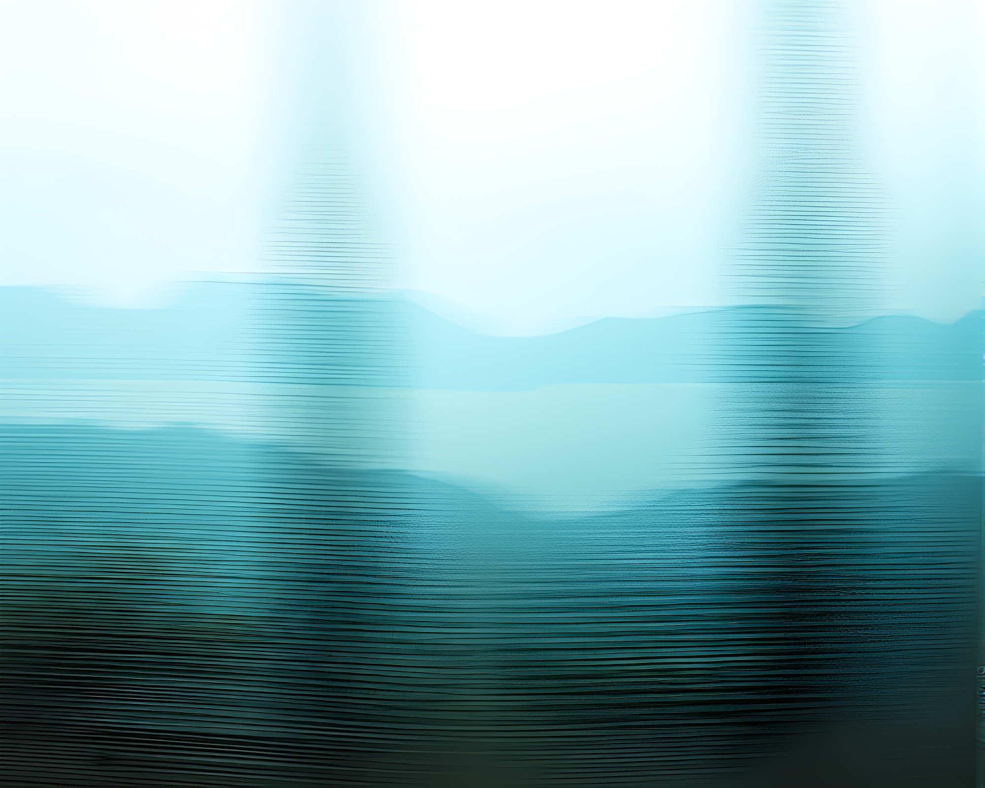 Turquoise Glass Greenhouse: Motion Blur Etching Landscape – free AI stock image