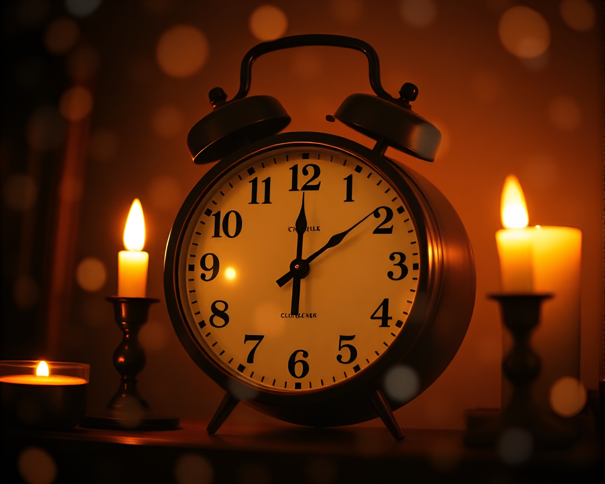 Fractal Chrono Clock Illuminated by Candlelight – free AI stock image