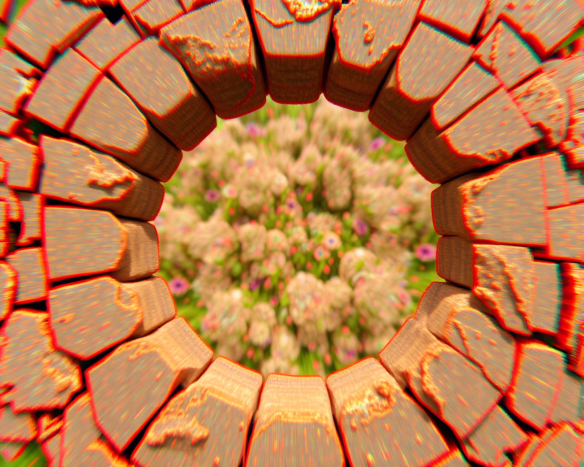 Digital Stone Circle Glitch Art: Procedural Generation Fantasy – free AI stock image