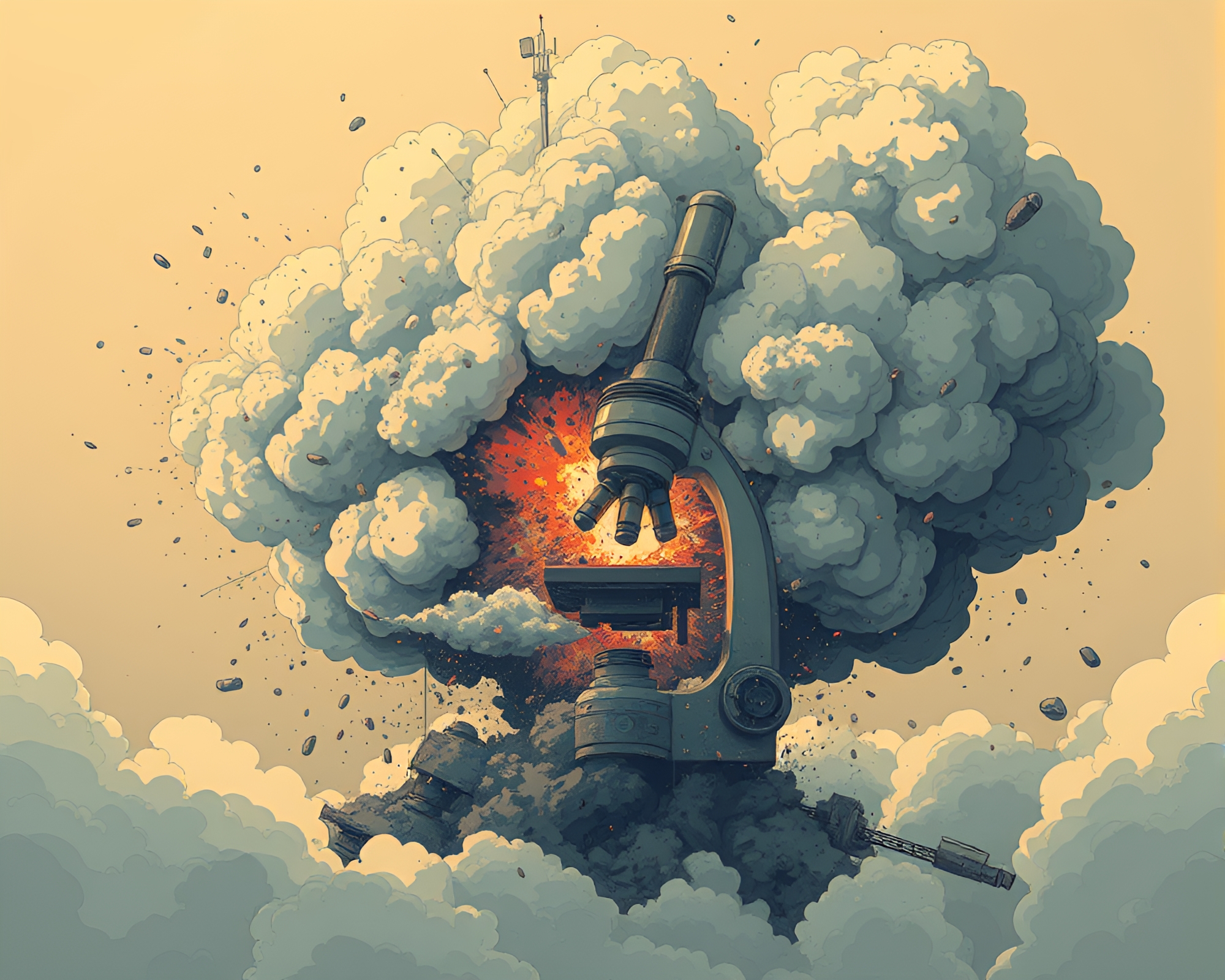 Cyberpunk Microscope: Explosion Cloud – free AI stock image