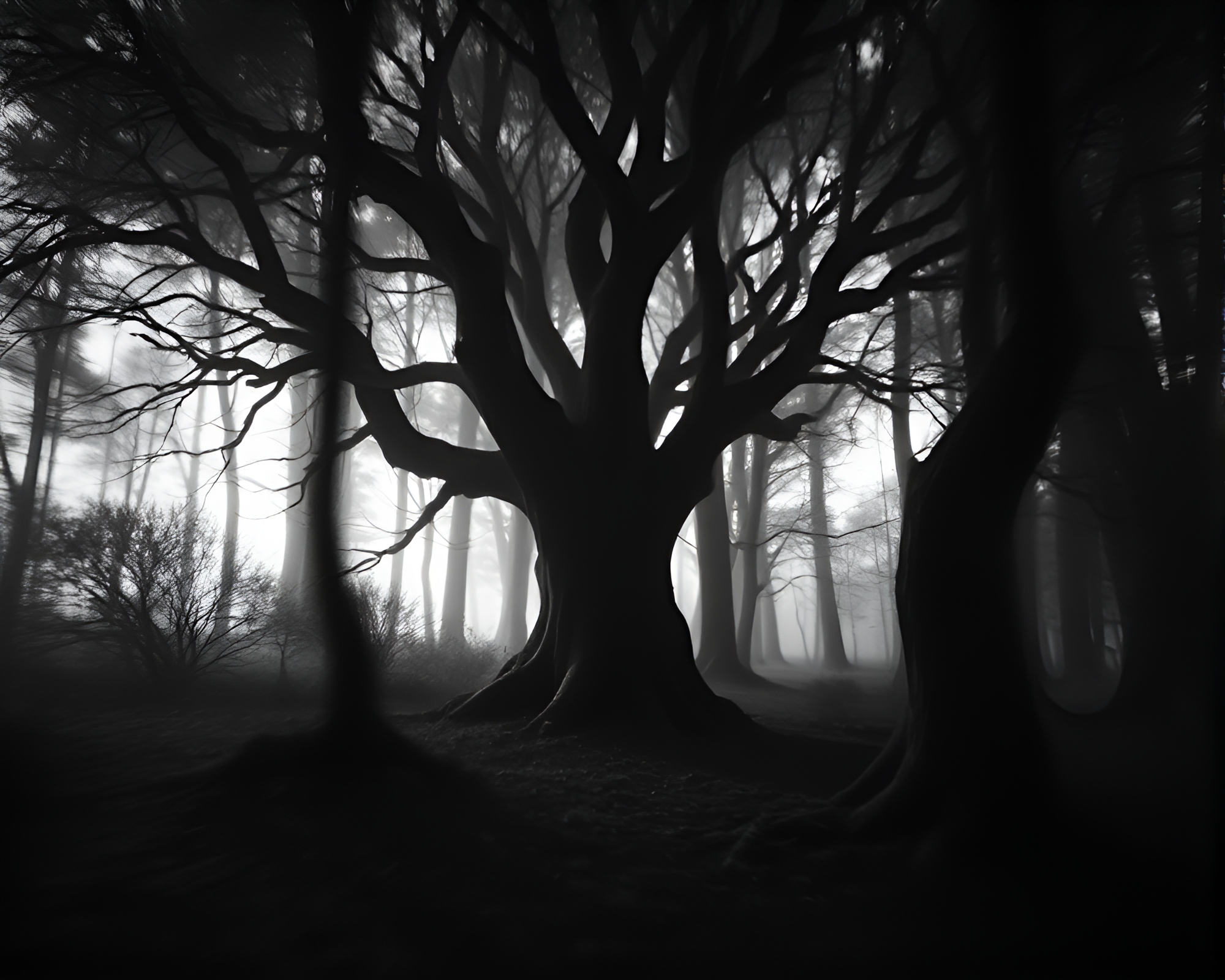 Enchanted Ancient Grove in Charcoal Stop-Motion Still – free AI stock image