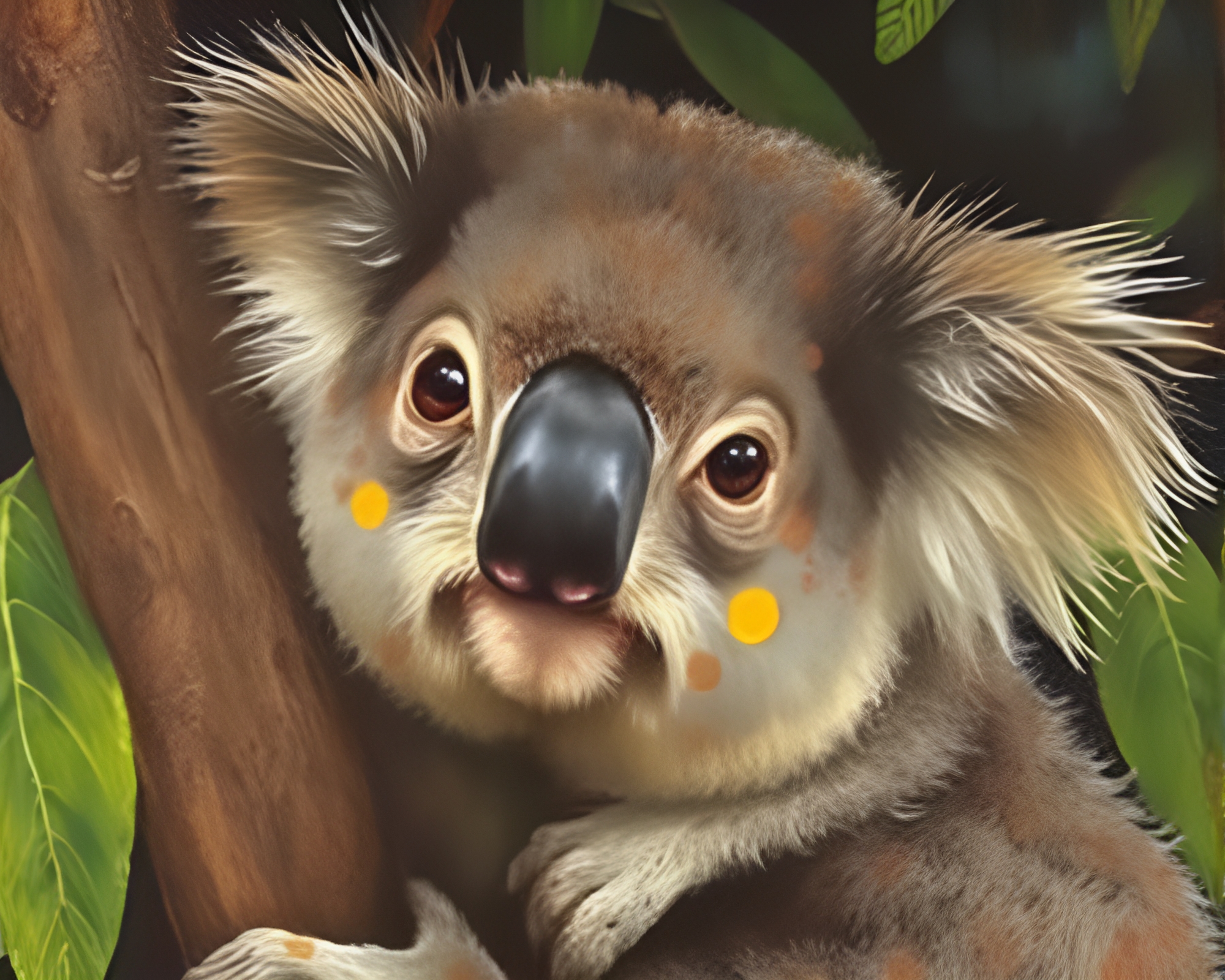 Impressionist Koala in VHS Distortion with Mildew Spots – free AI stock image