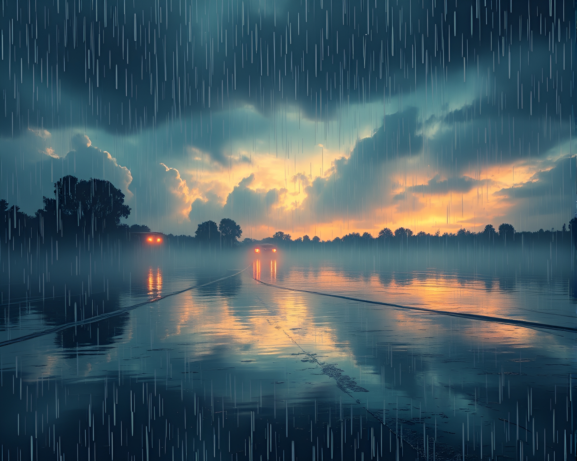 Surreal Dreamscapes: Rainy Reflections in Medical Illustration – free AI stock image