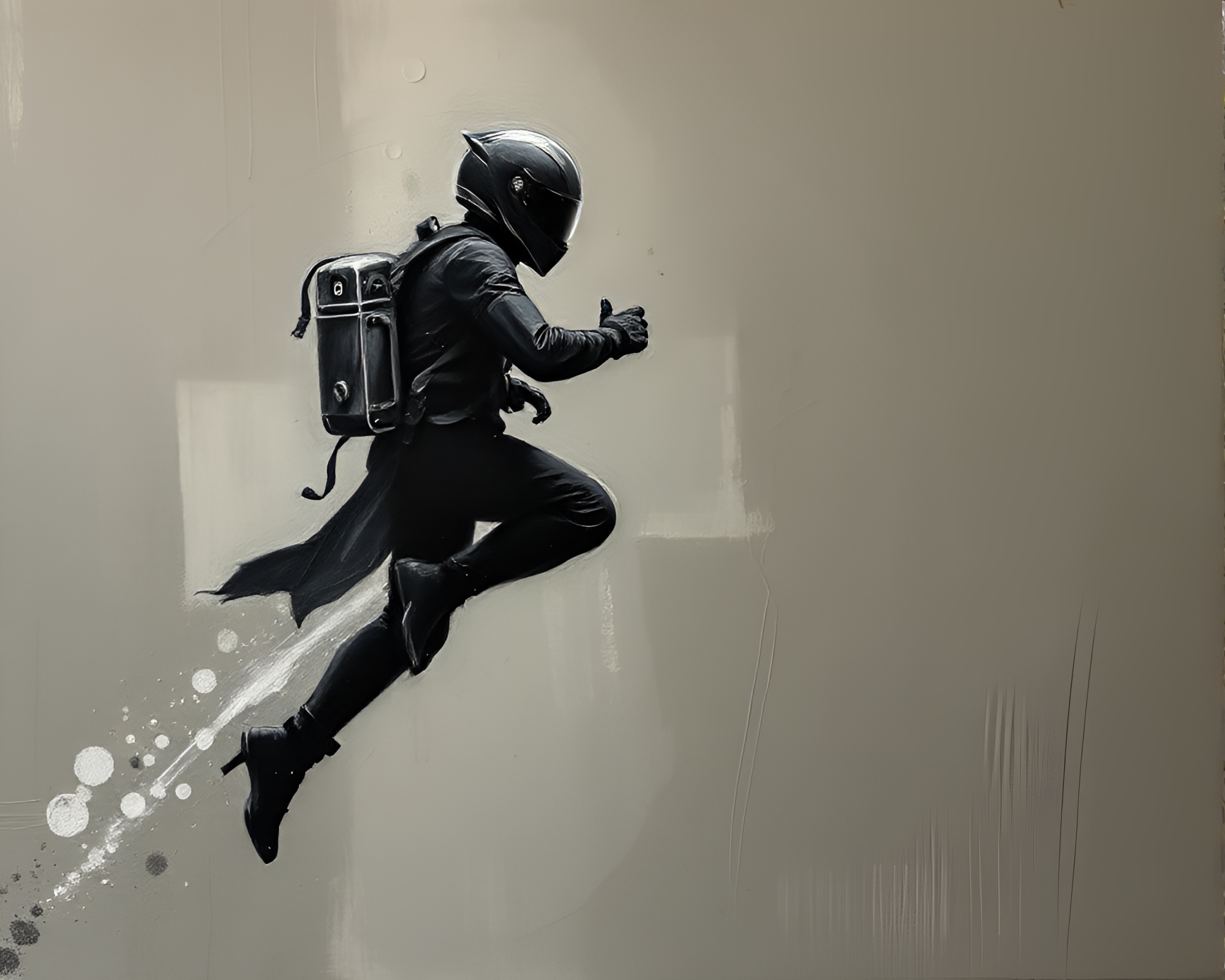Futuristic Jetpack Pilot in Charcoal Black Sky – free AI stock image