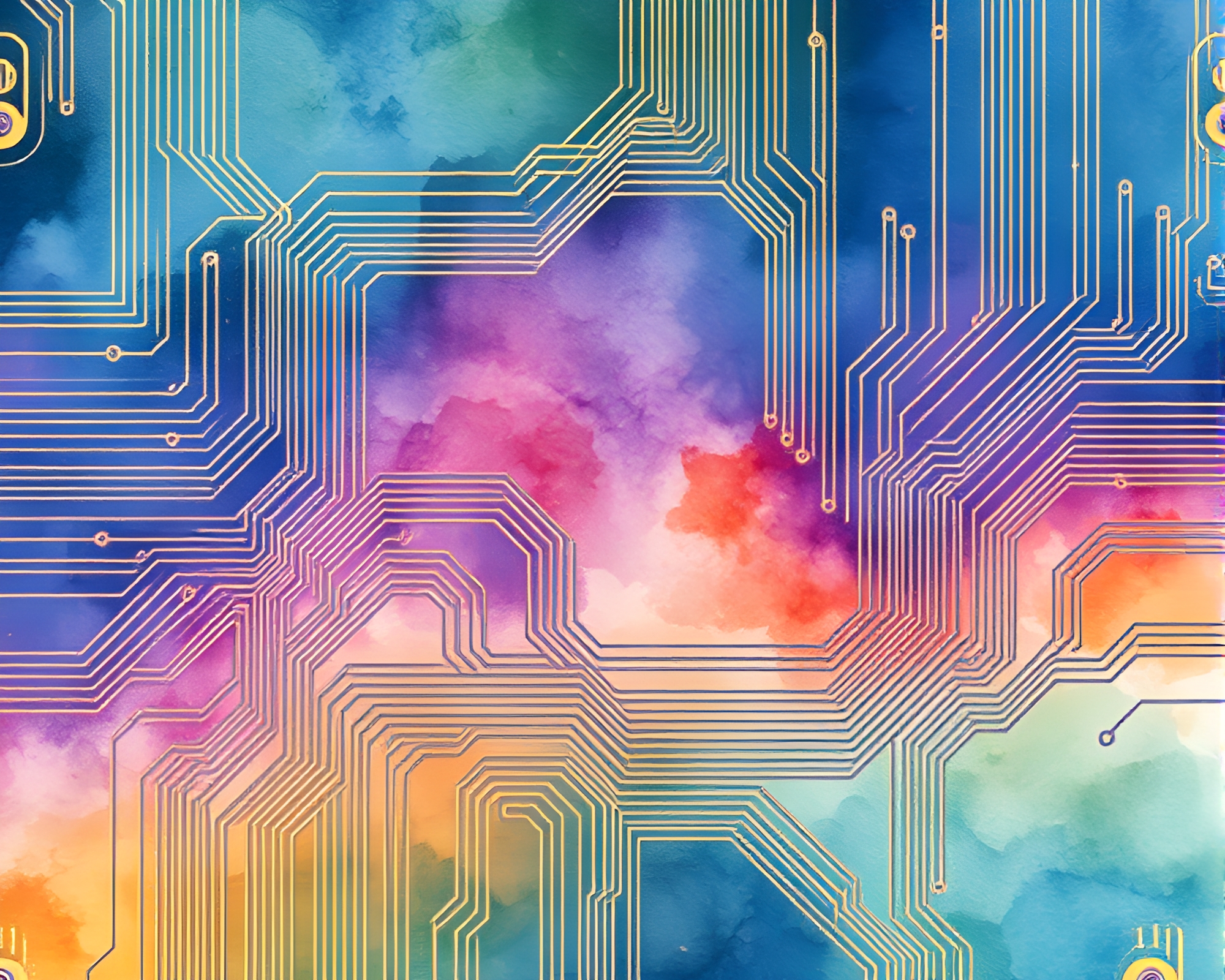 Savage River Circuit Board Illuminated by God Rays – free AI stock image