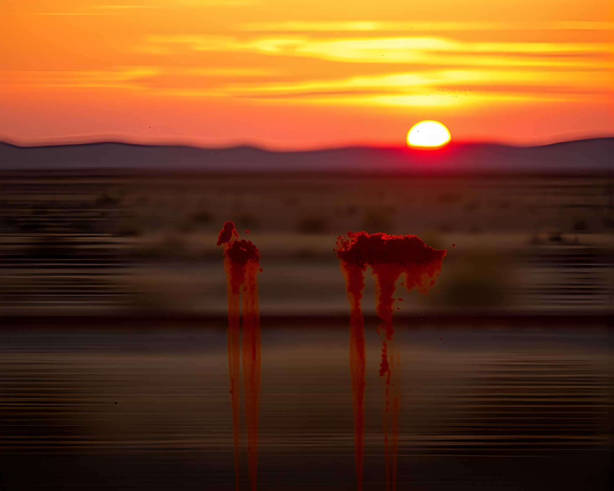 Sunset Train Tracks: Data Visualization of Rust Stains – free AI stock image