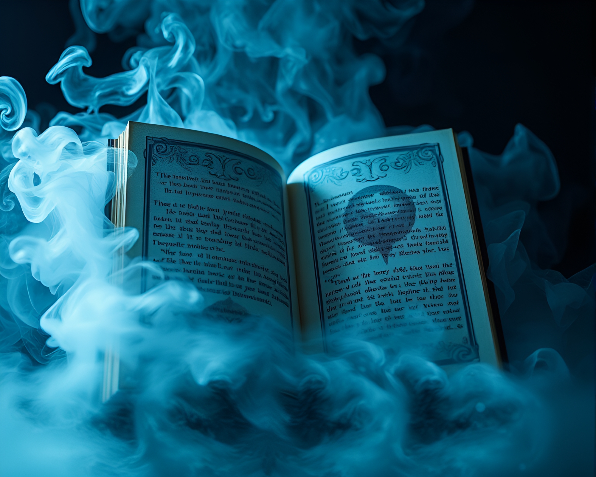 Frozen Enchantment: Mystical Vapor Emerging from Enchanted Book – free AI stock image
