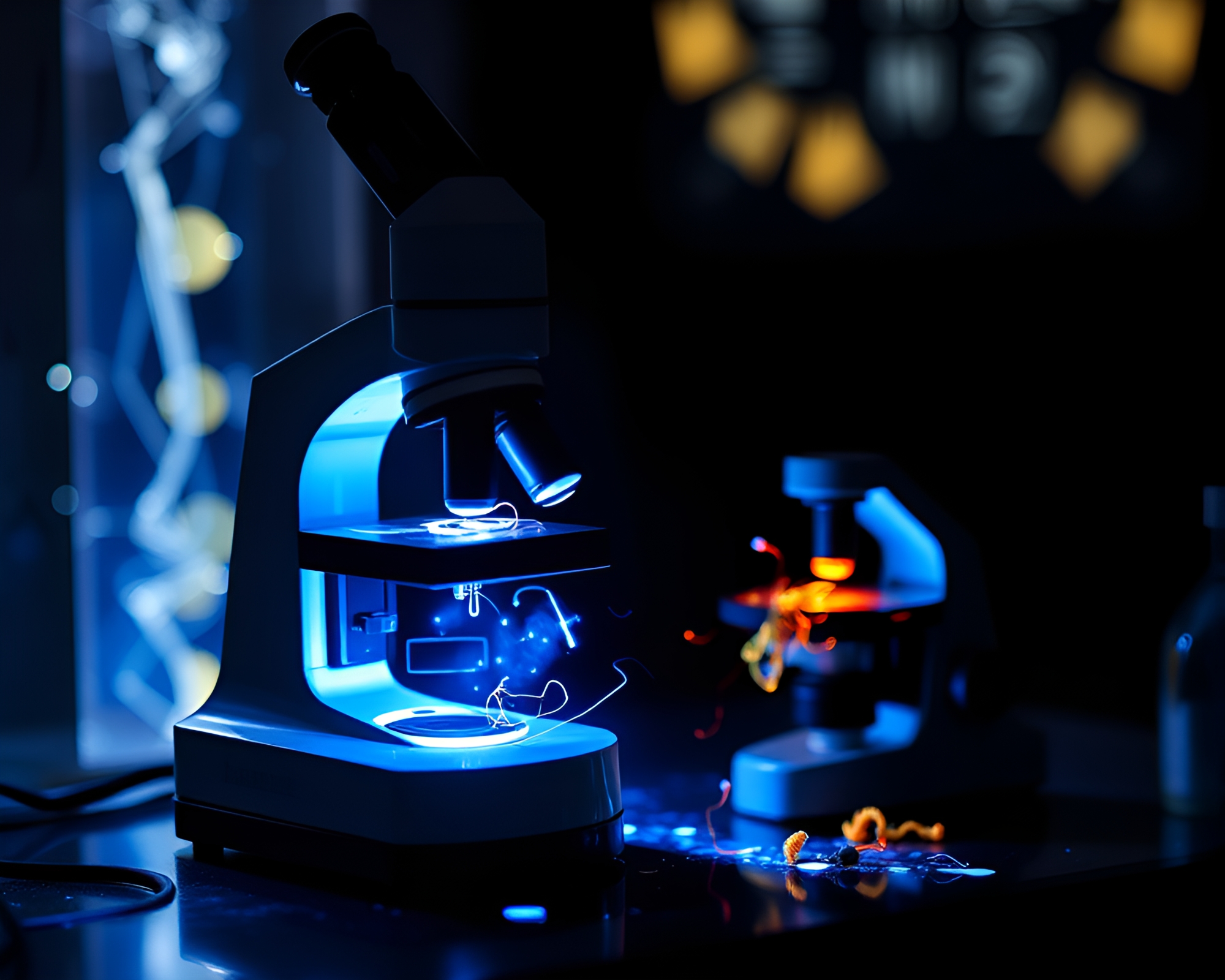 Microscopic Fluorescent Life: Light Painted Hatching Patterns – free AI stock image