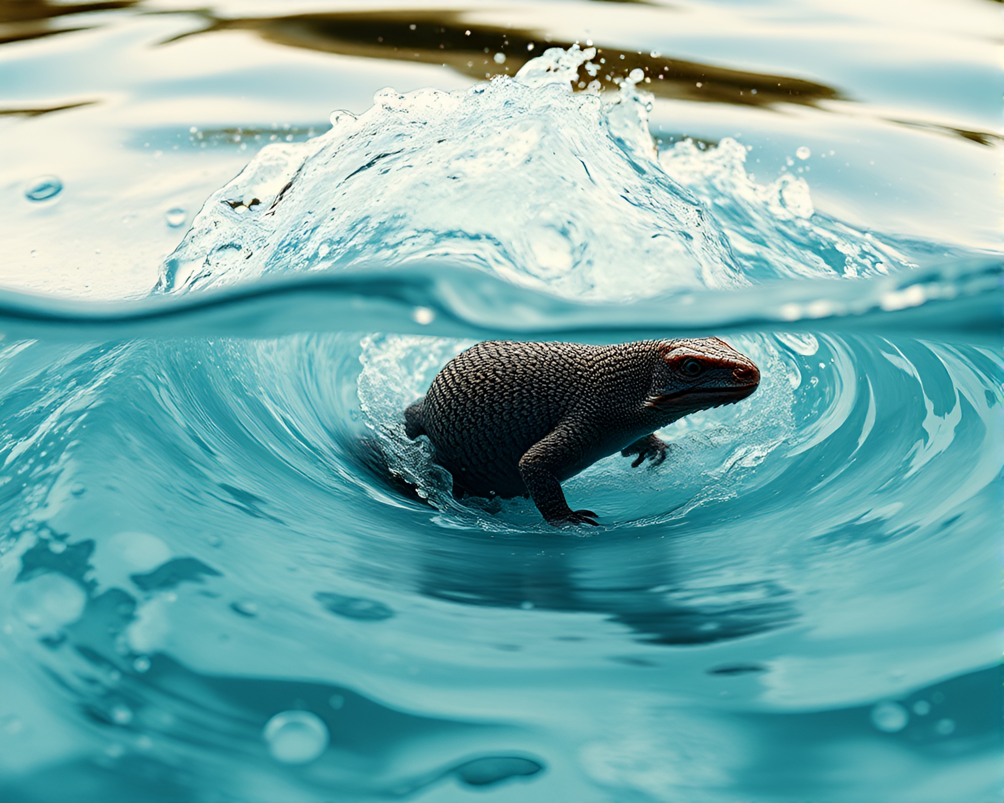 Majestic Armadillo in Fluid Water Whirlpool – free AI stock image