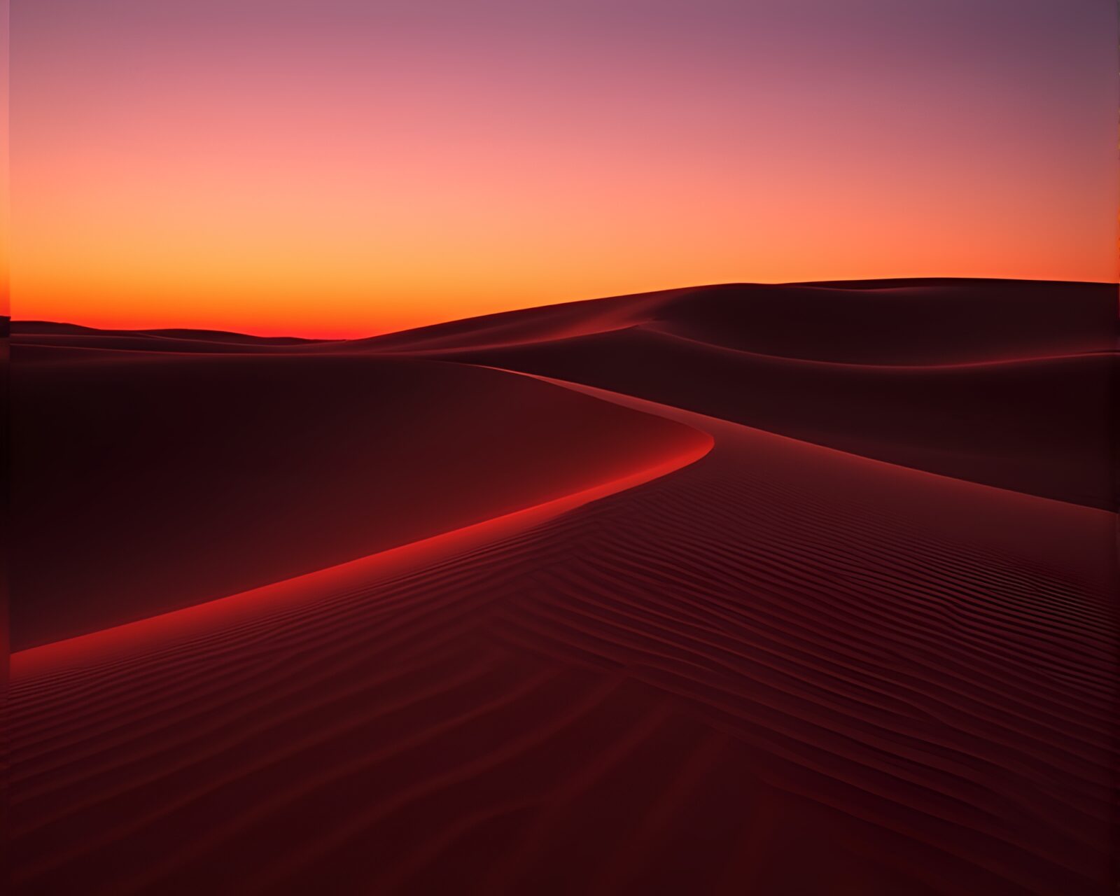 Vibrant neon signs casting shadows on desert sand dunes