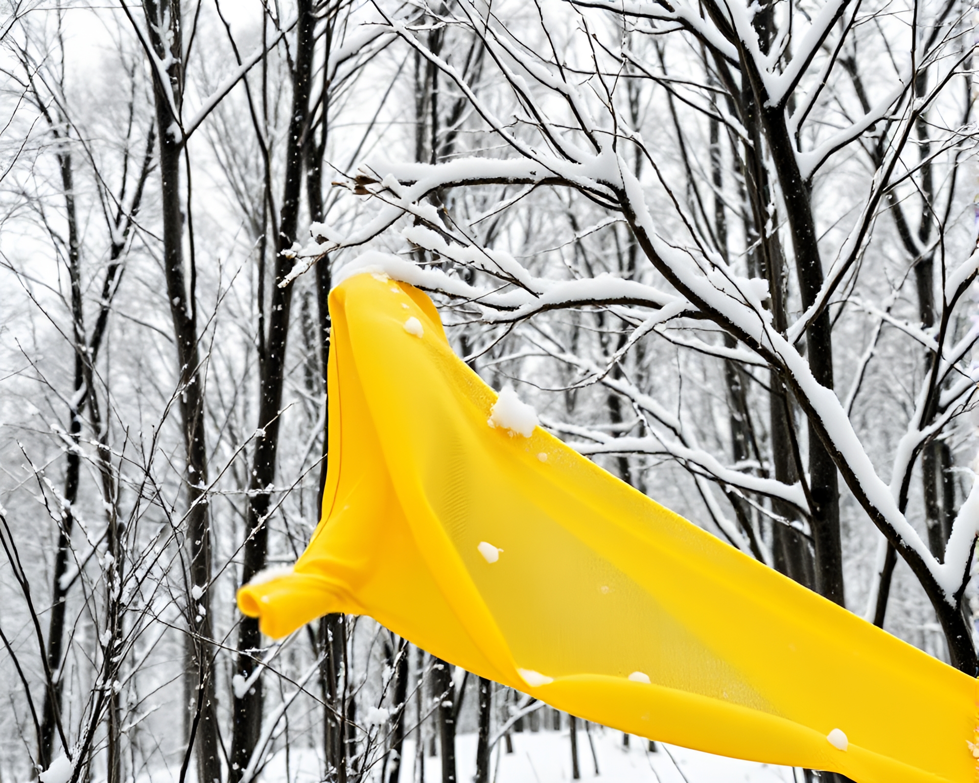 Winter Wonderland Cloth Simulation in Monochrome Yellow – free AI stock image
