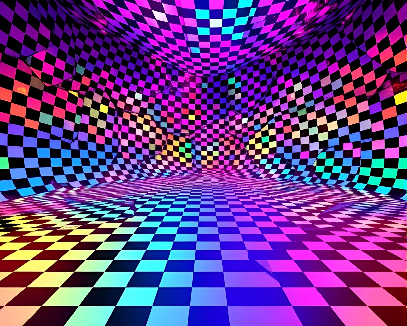 Colorful geometric monolith in hyper-saturated maximalist style