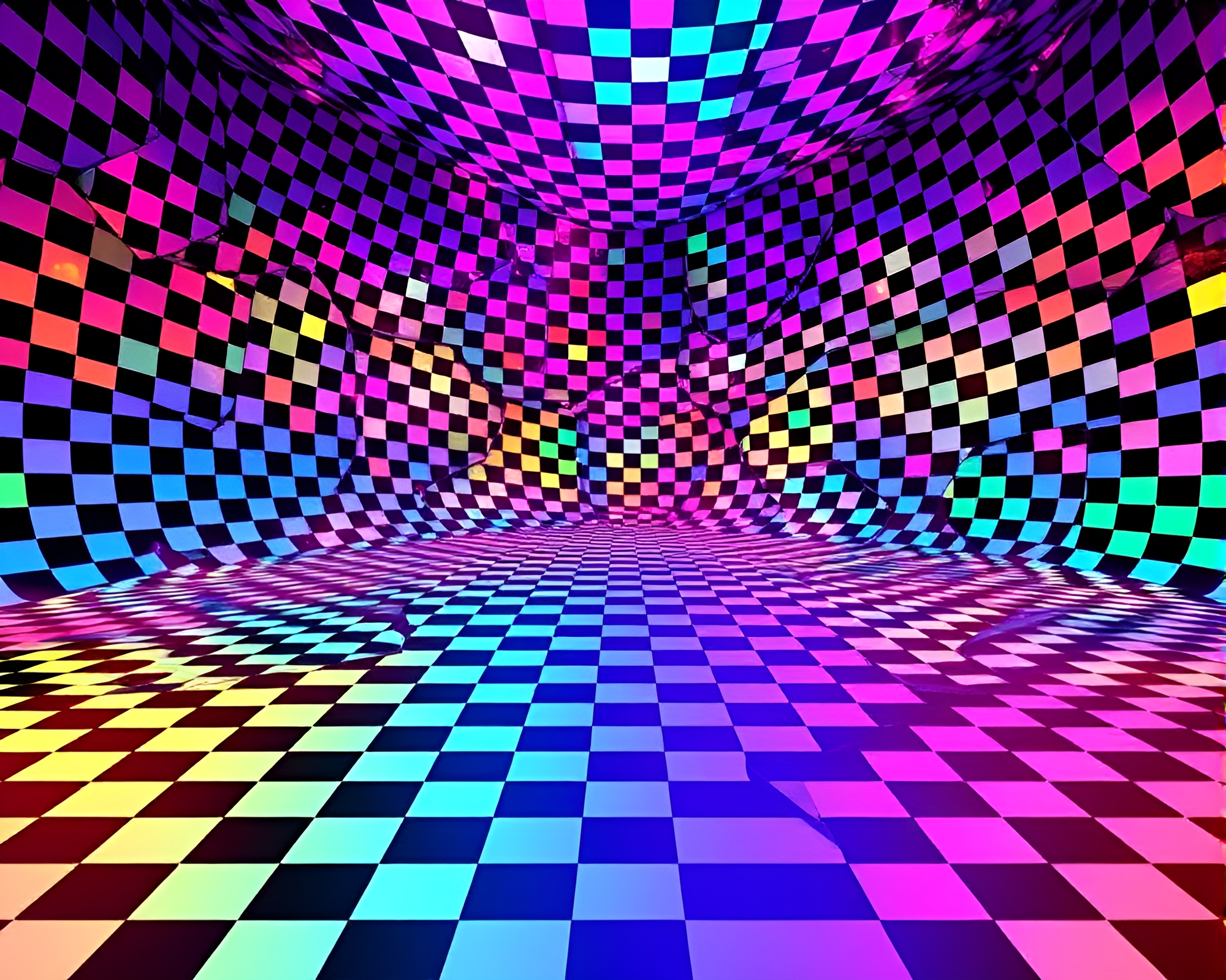 Vibrant Checkered Monolith in Maximalist Design – free AI stock image