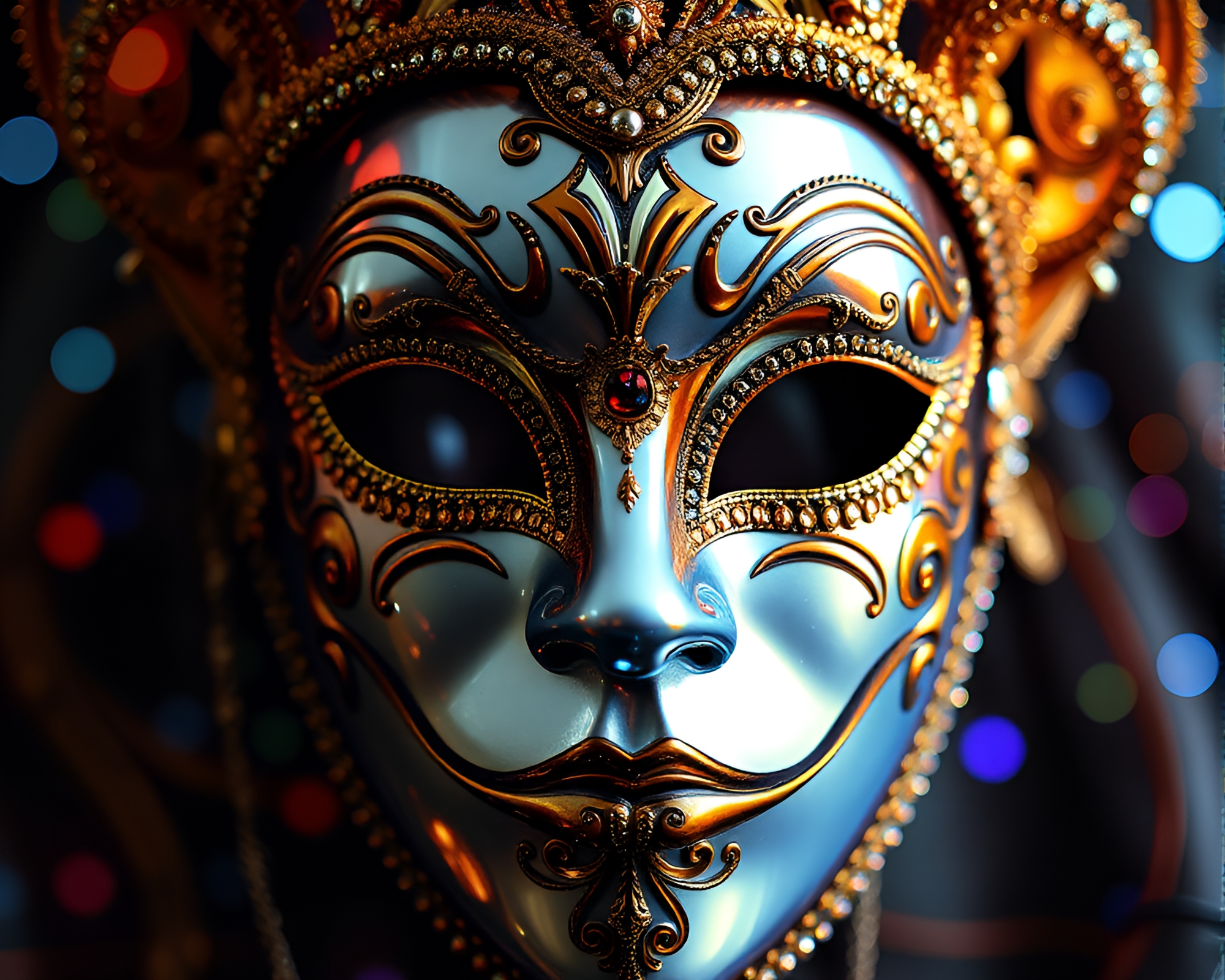 Pixelated Venetian Mask Hologram Specks Composition – free AI stock image
