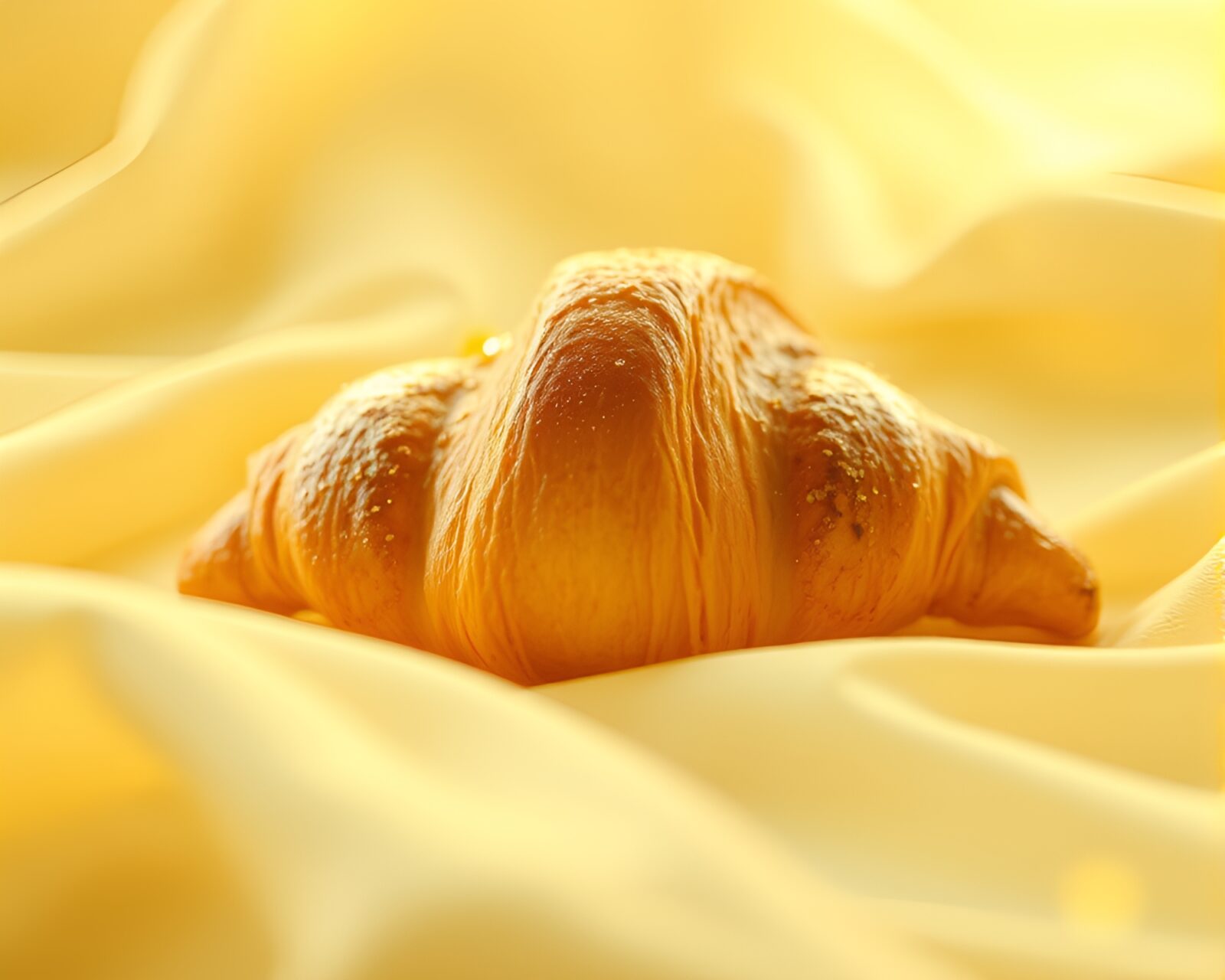 Futuristic HUD overlay on a croissant in morning light