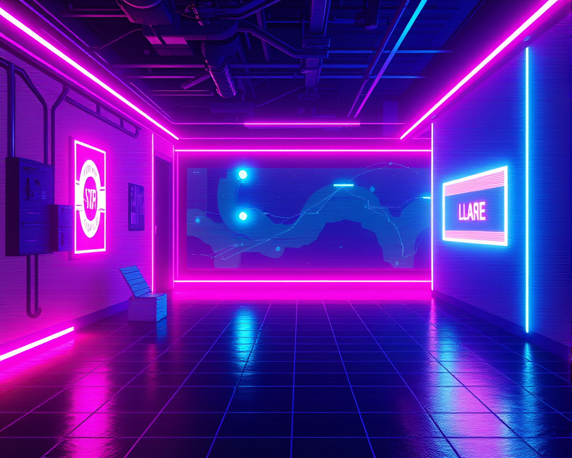 Synthwave Cityscape with Pixelated Neon Lights – free AI stock image
