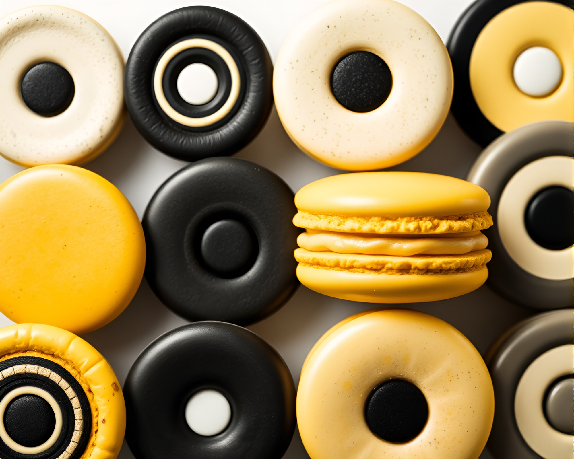 Mesmerizing Macaron Mandala in Monochrome Yellow – free AI stock image