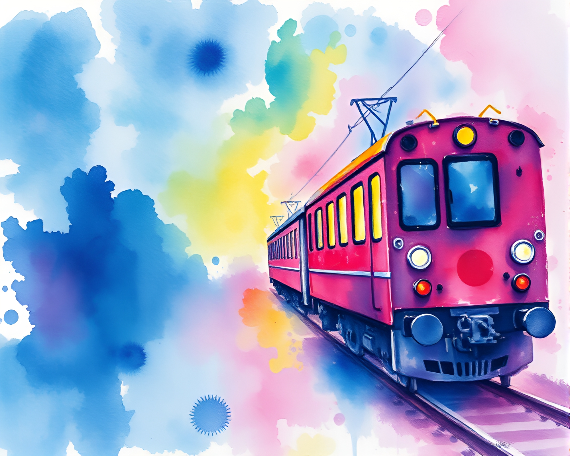 Ultraviolet Train Tracks Watercolor Textures – free AI stock image