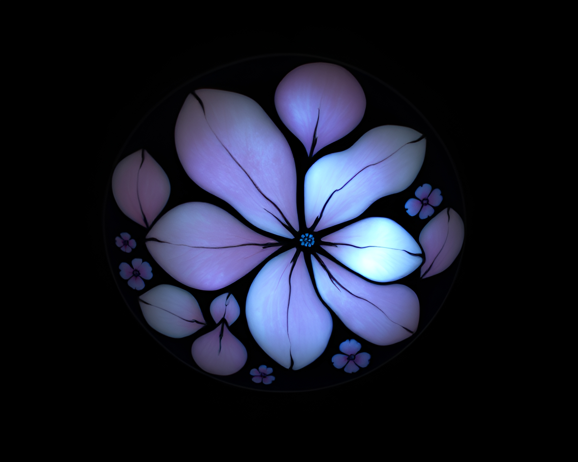 Glow-in-the-Dark Flower Petal Rustic Pottery Art – free AI stock image