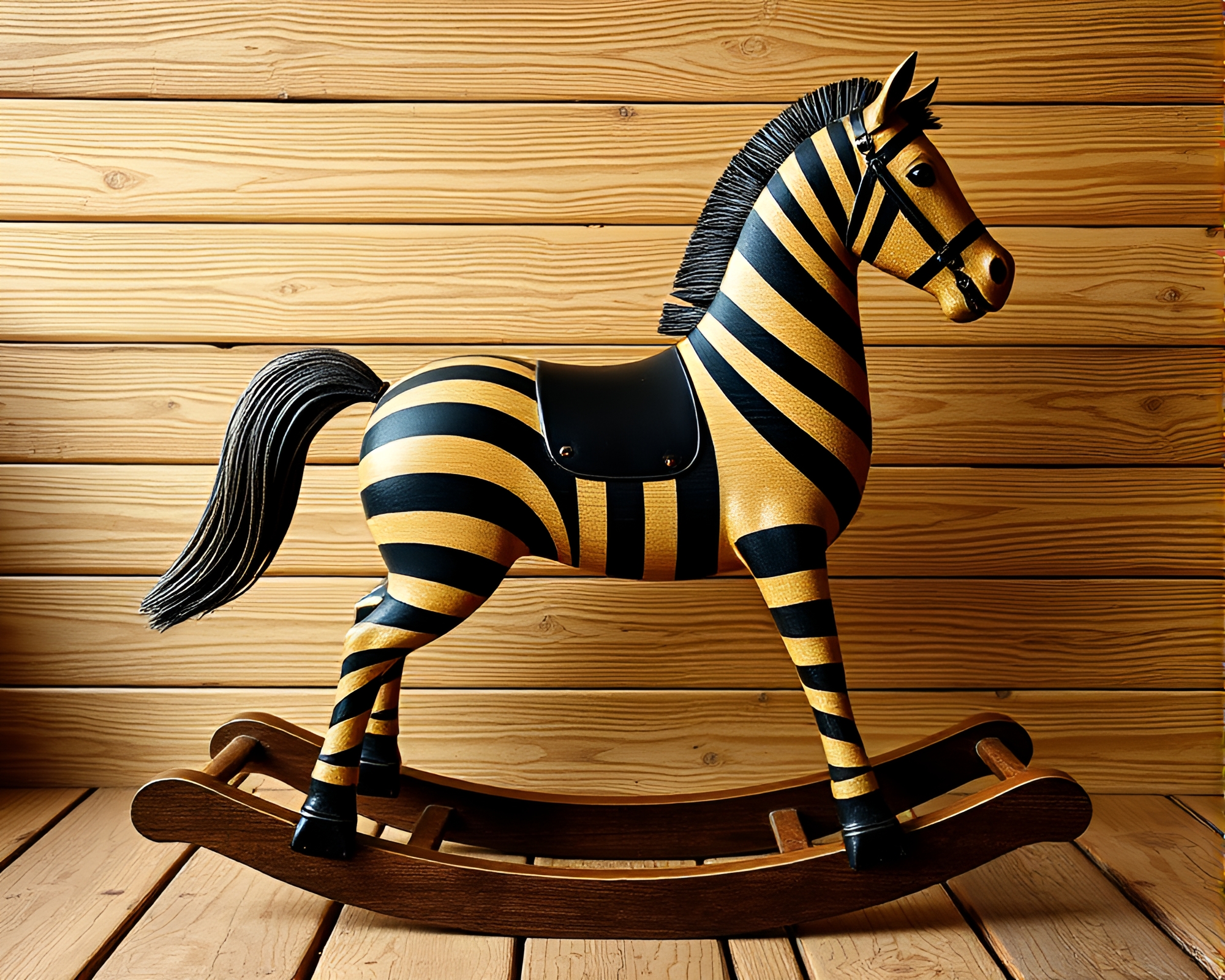 Divisionism Wooden Rocking Horse Composition – free AI stock image