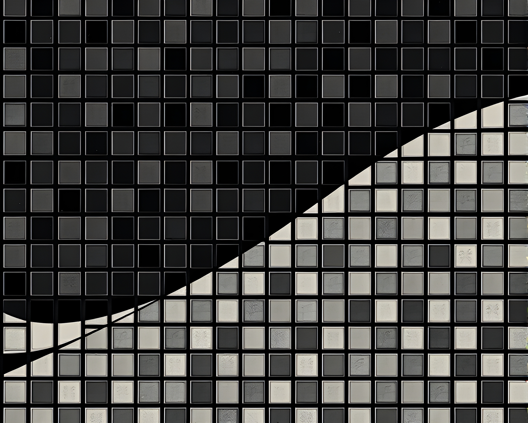 Retro Noir Mosaic Tiled Grid Illuminated Divisionism – free AI stock image