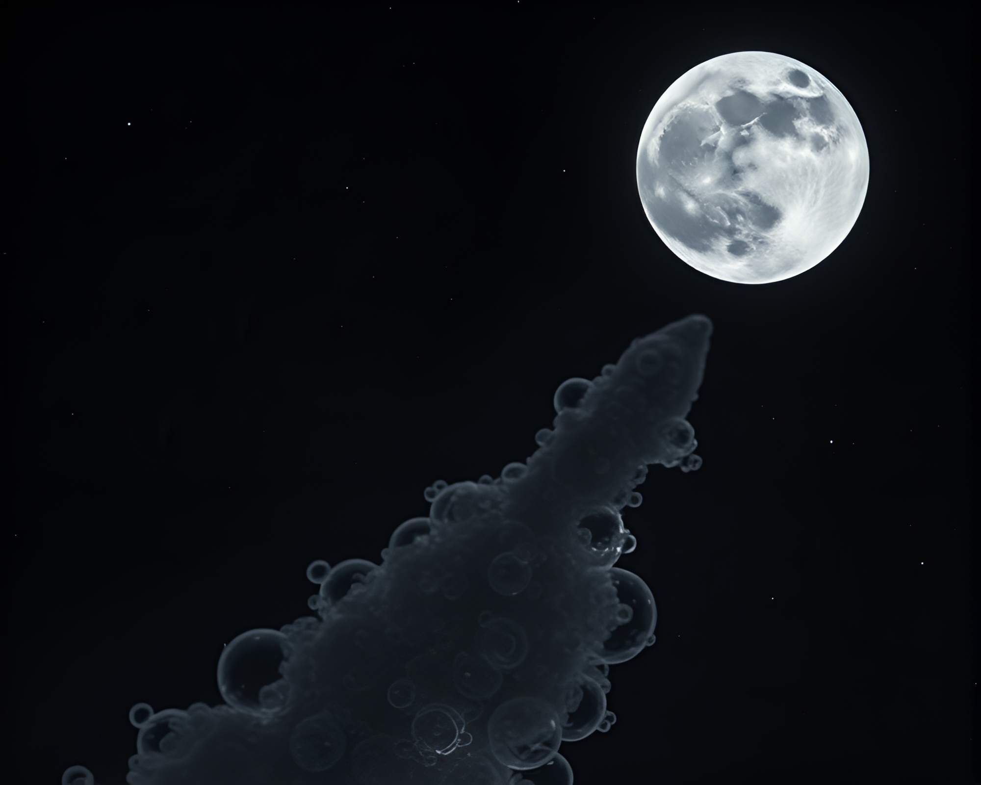 Bubble Cluster Space Shuttle in Moonlit Night – free AI stock image