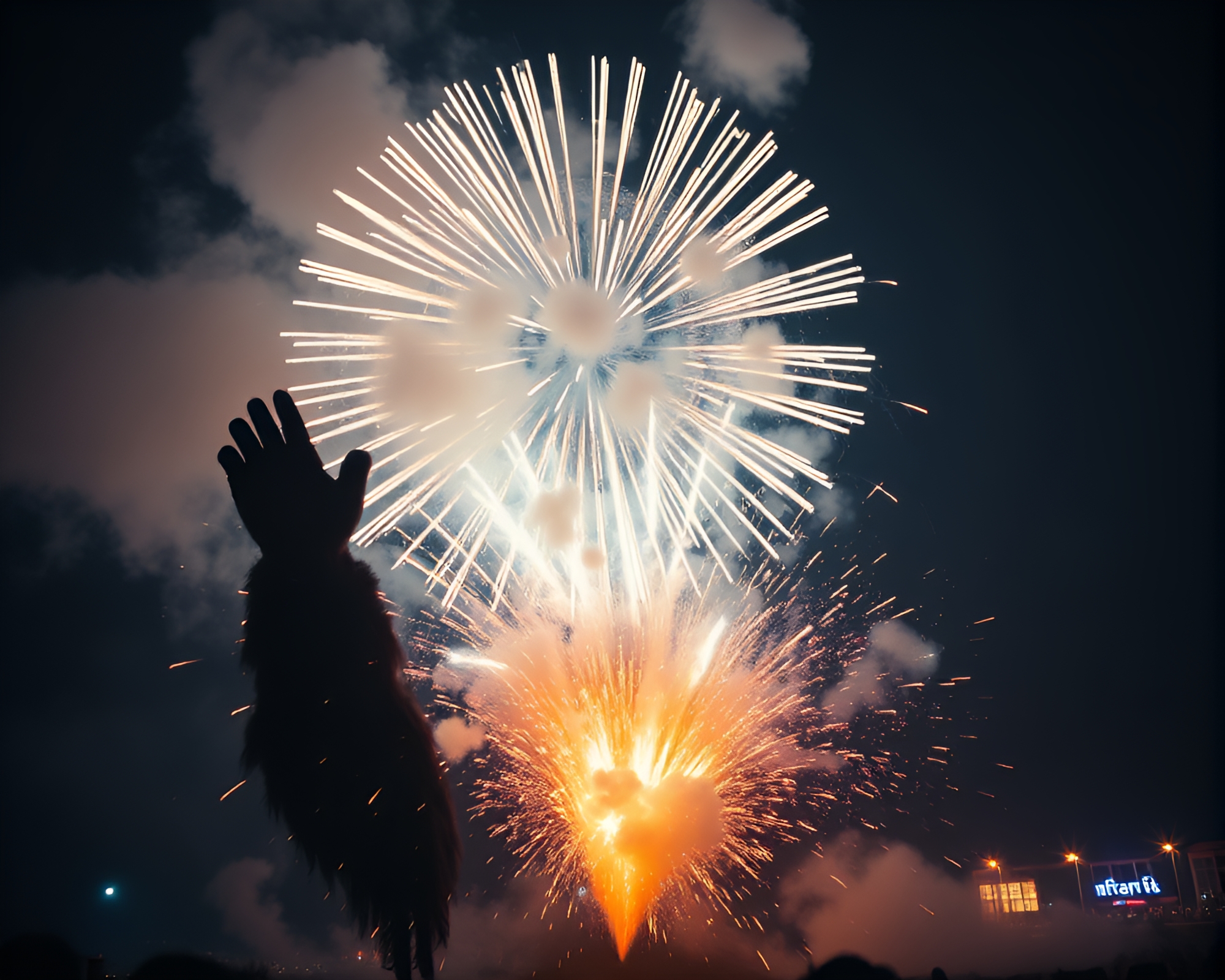 Panda Festival Fireworks Explosion Cinemagraph – free AI stock image