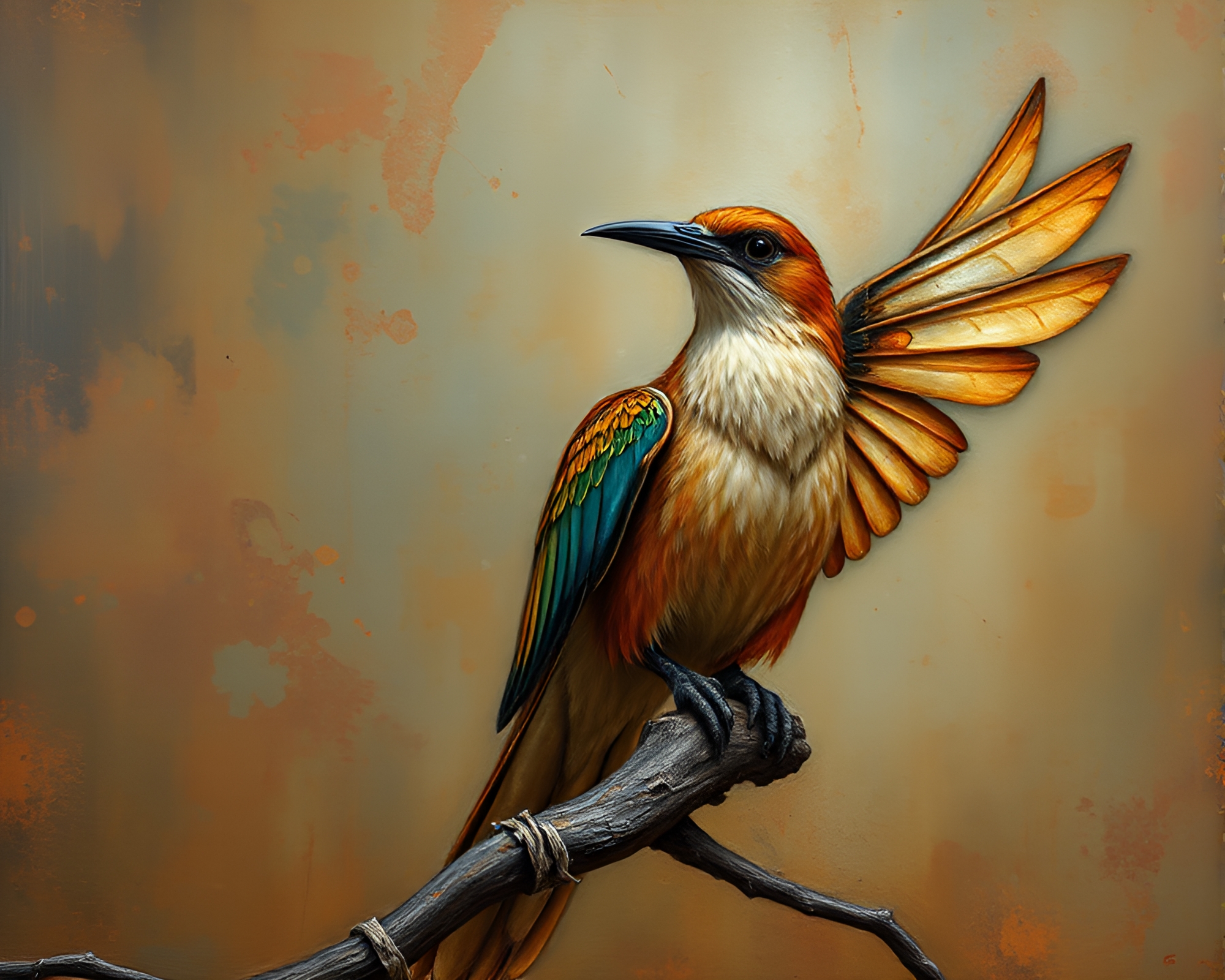 Majestic Chimera in Copper Toned Fresco Painting – free AI stock image