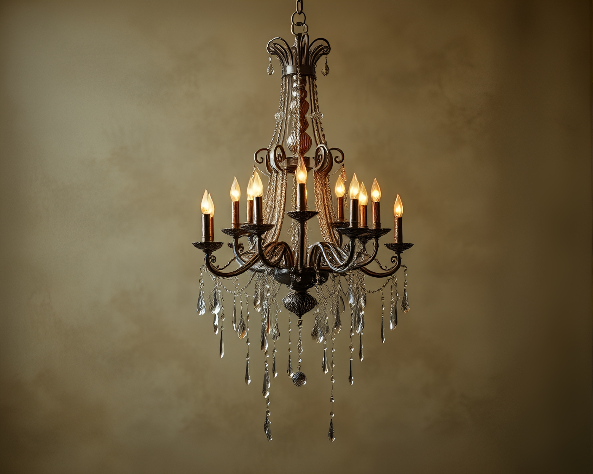 Gothic Chandelier Reflecting in Distorted Water – free AI stock image