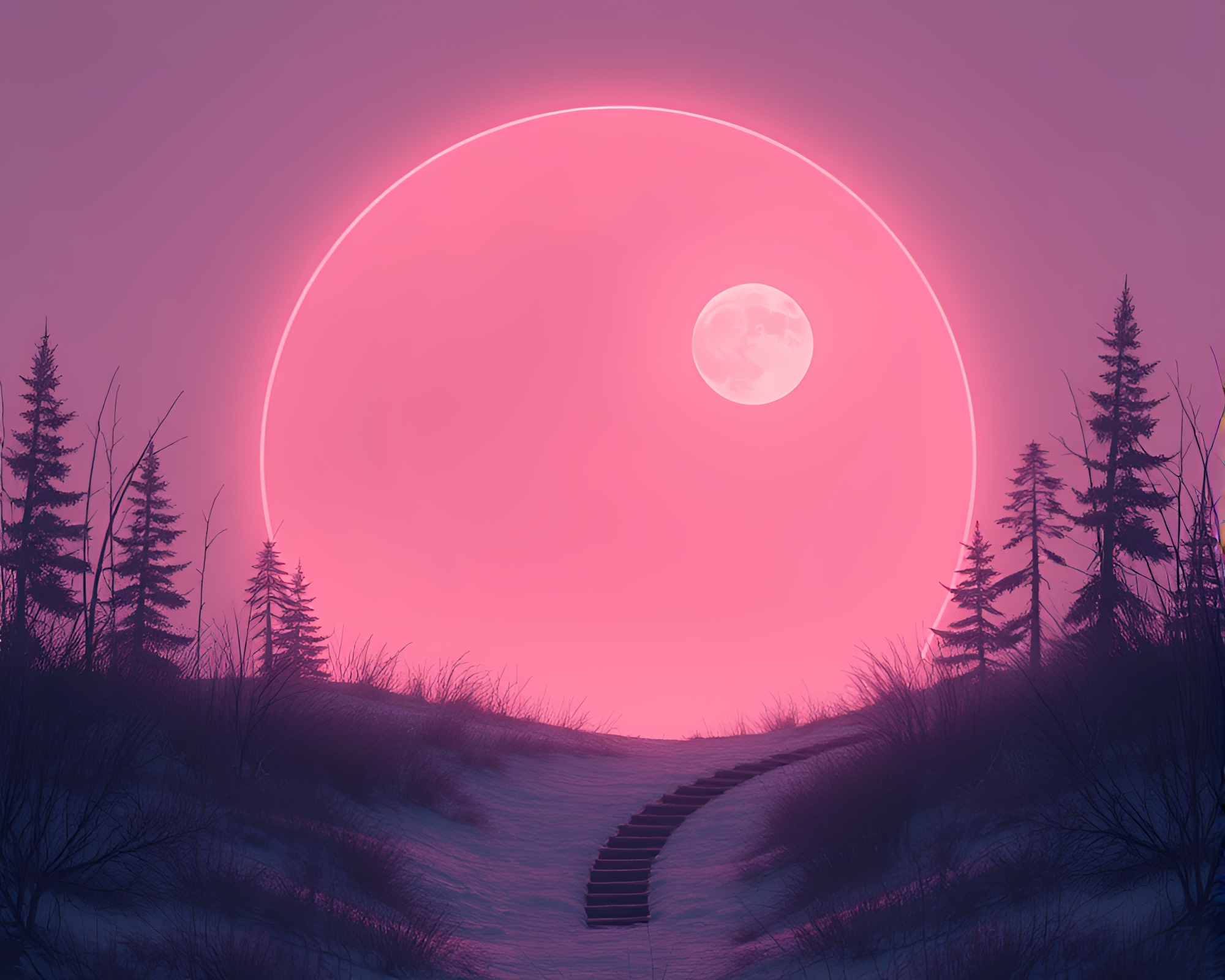 Werewolf in Circular Blush Pink Glow Path – free AI stock image