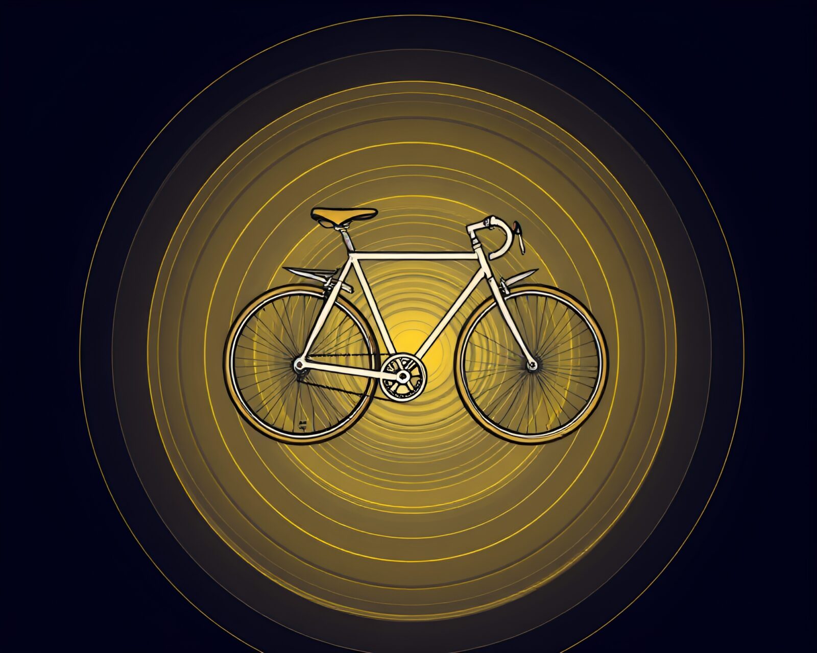 Abstract line art of concentric circles with a bicycle theme