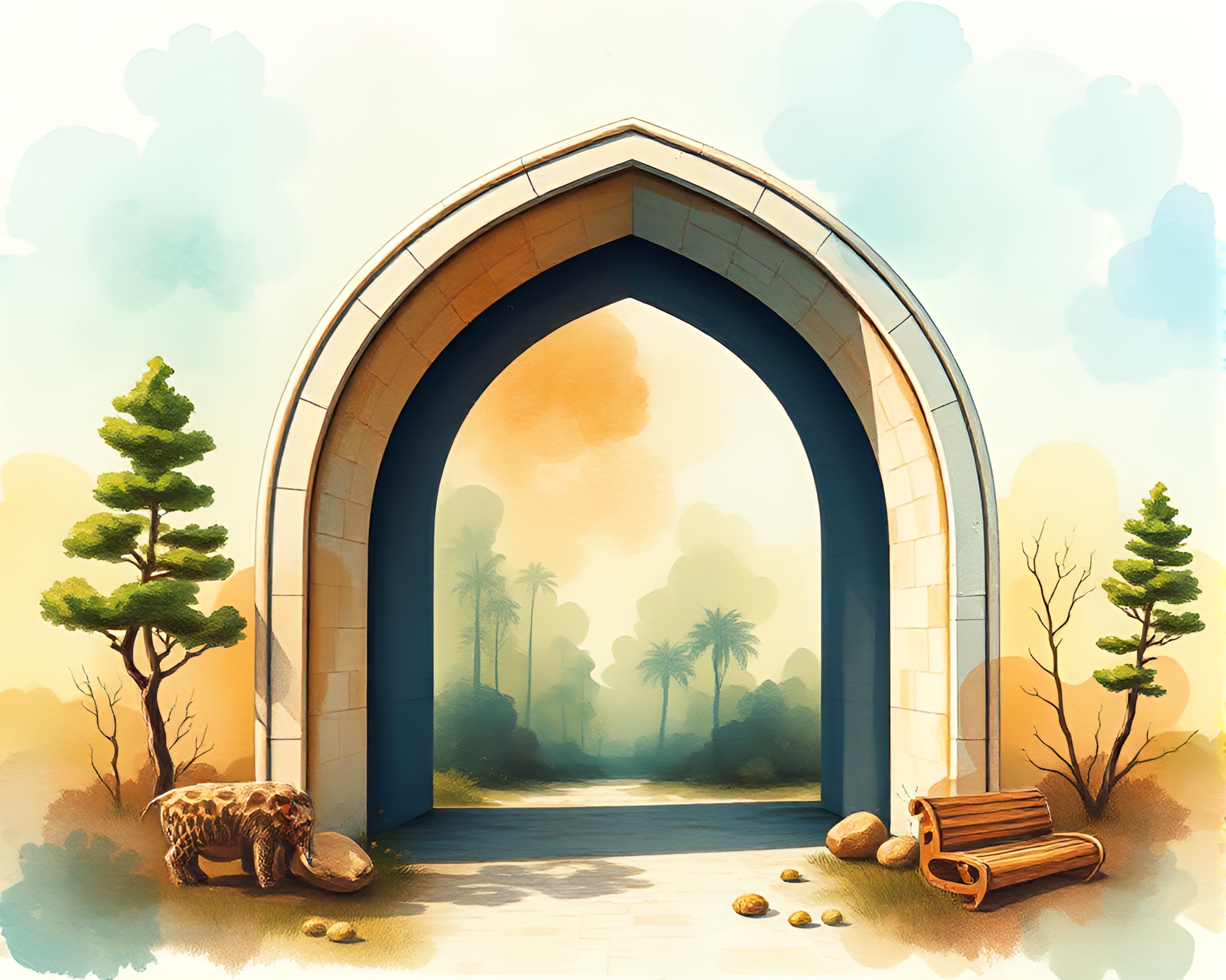 Surreal Wildlife Wormhole Generator in Earth Tone Gradient – free AI stock image