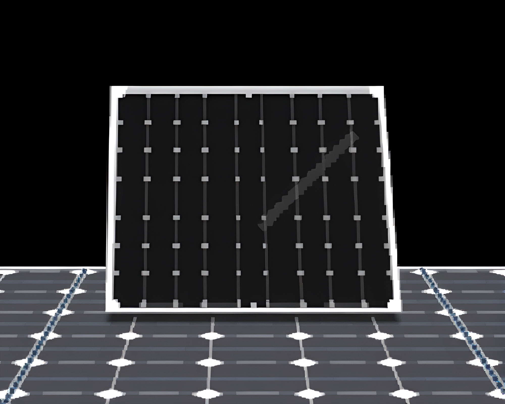 Solar Panels Array in Charcoal Black Pixel Art – free AI stock image