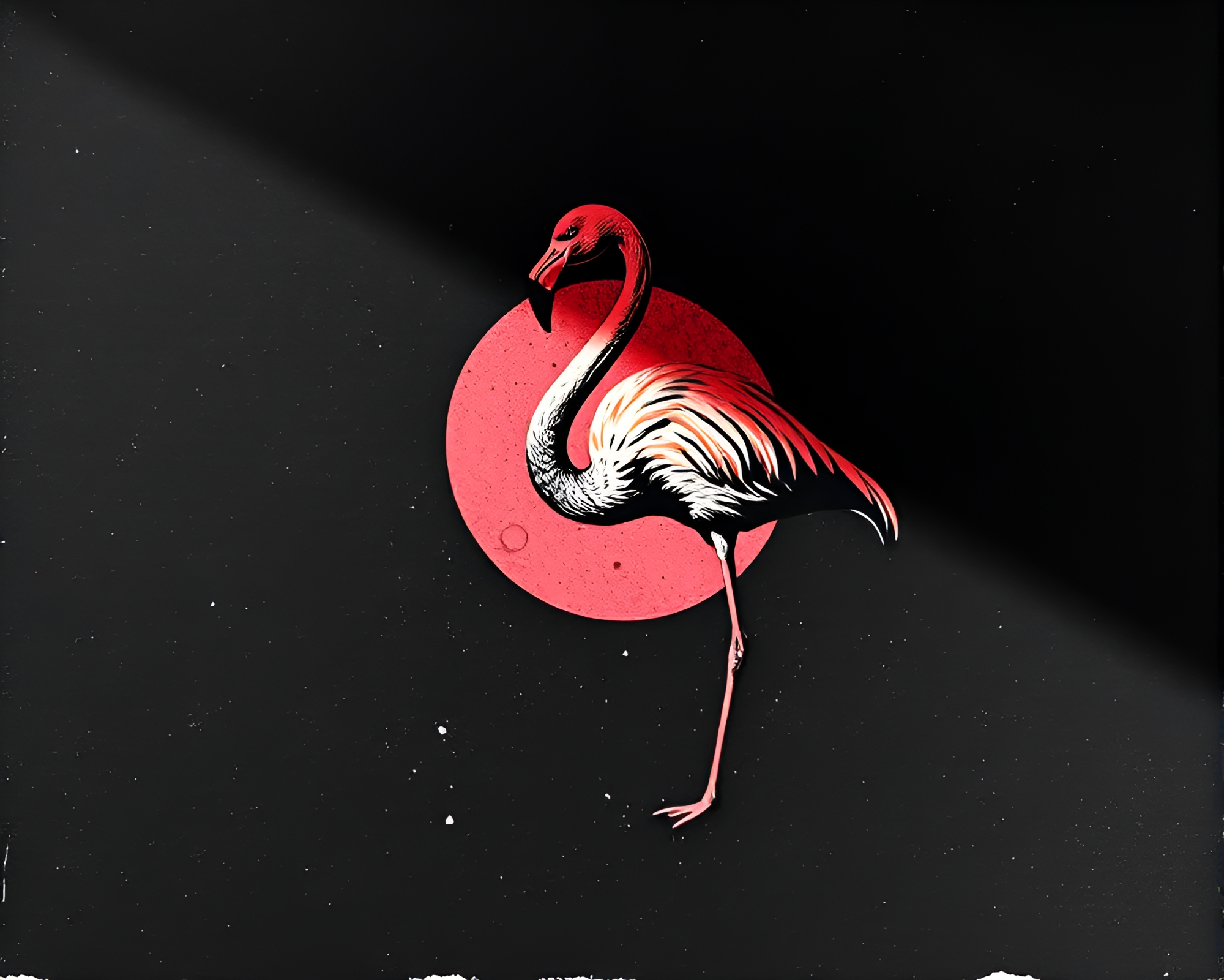 Surreal Flamingo Eclipse Linocut Concept Art – free AI stock image