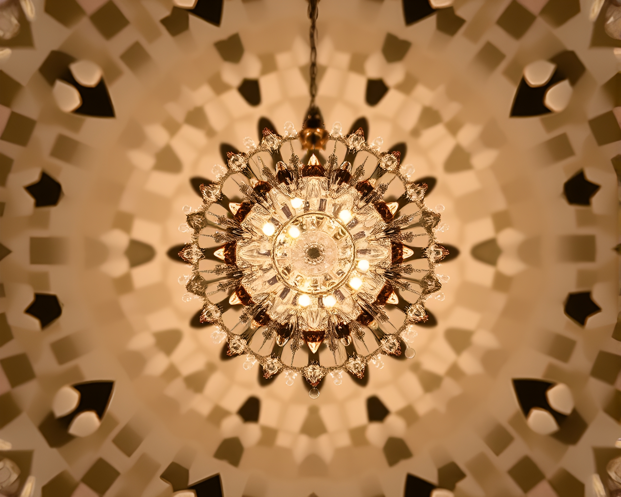 Checkered Cloth Chandelier Fantasy – free AI stock image
