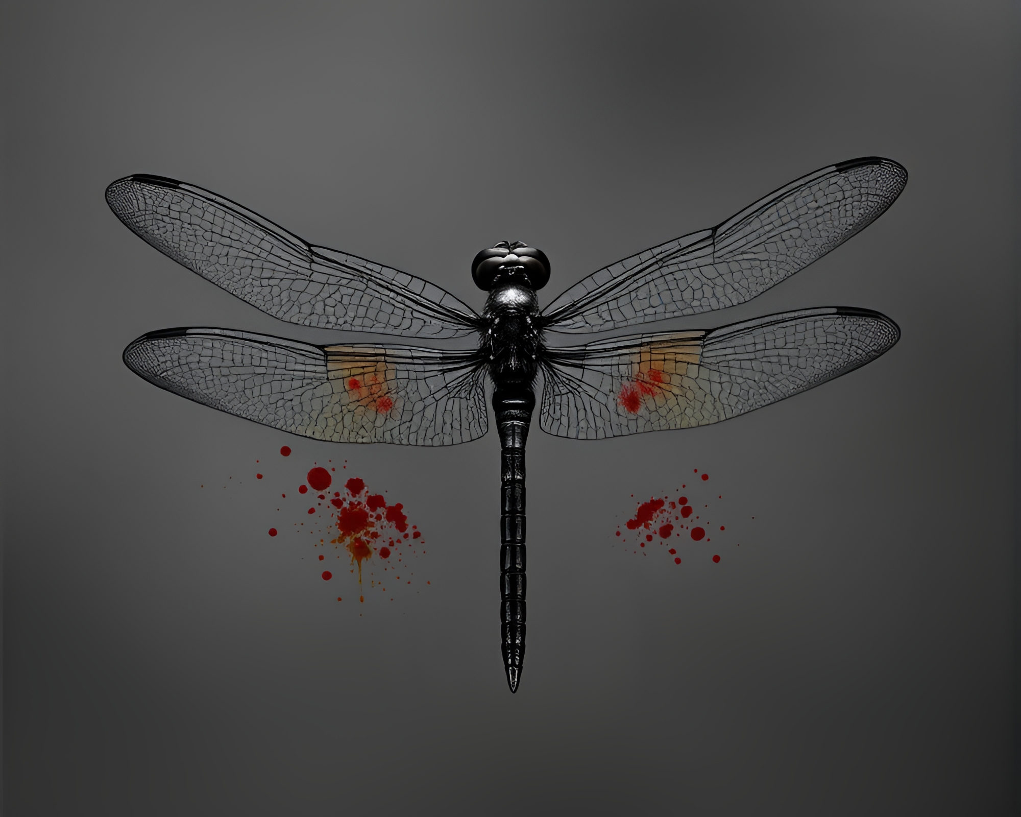 Symmetrical Dragonfly in Desaturated Color Splash Harmony – free AI stock image