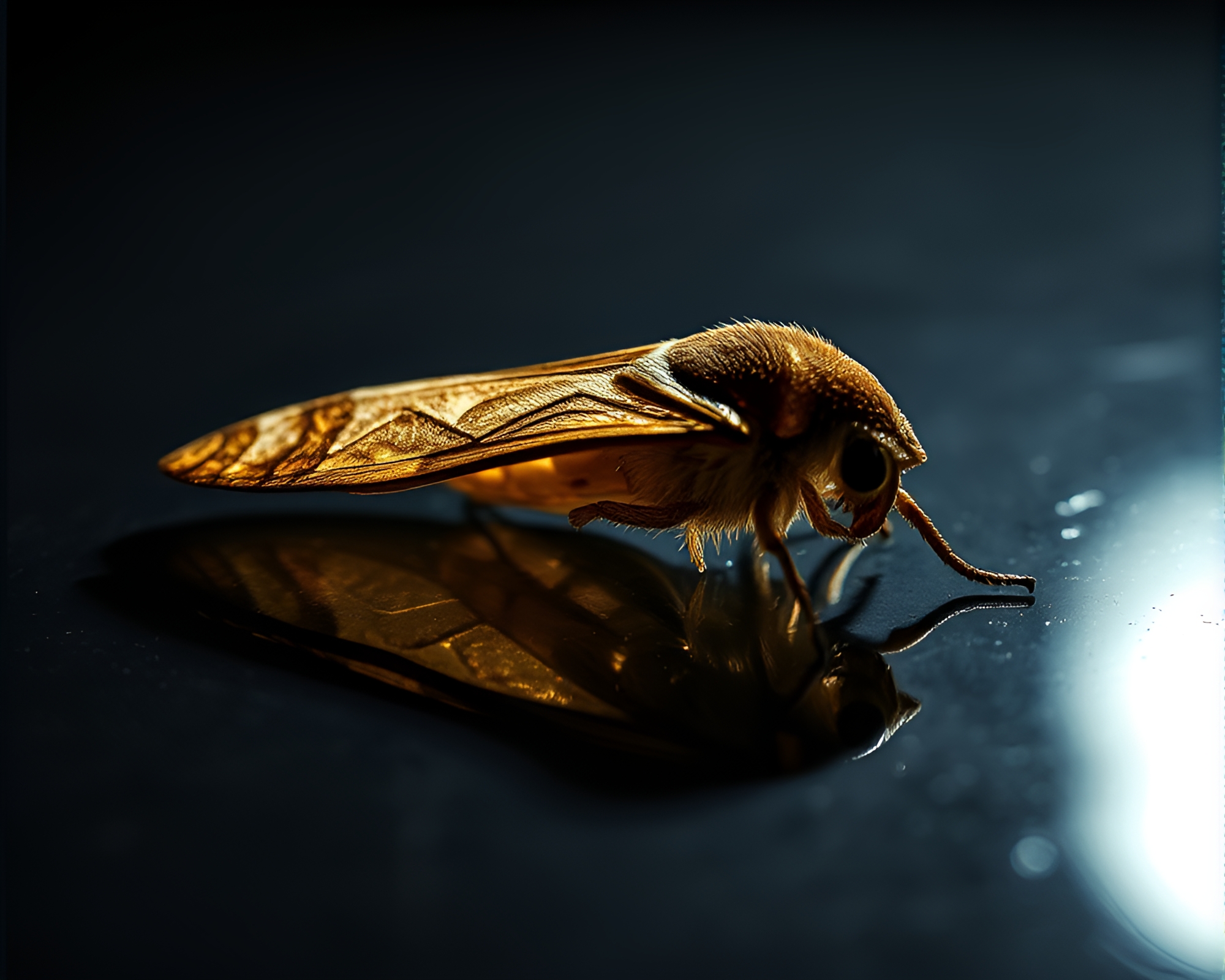 Moth’s Dance on Reflective Ephemera – free AI stock image
