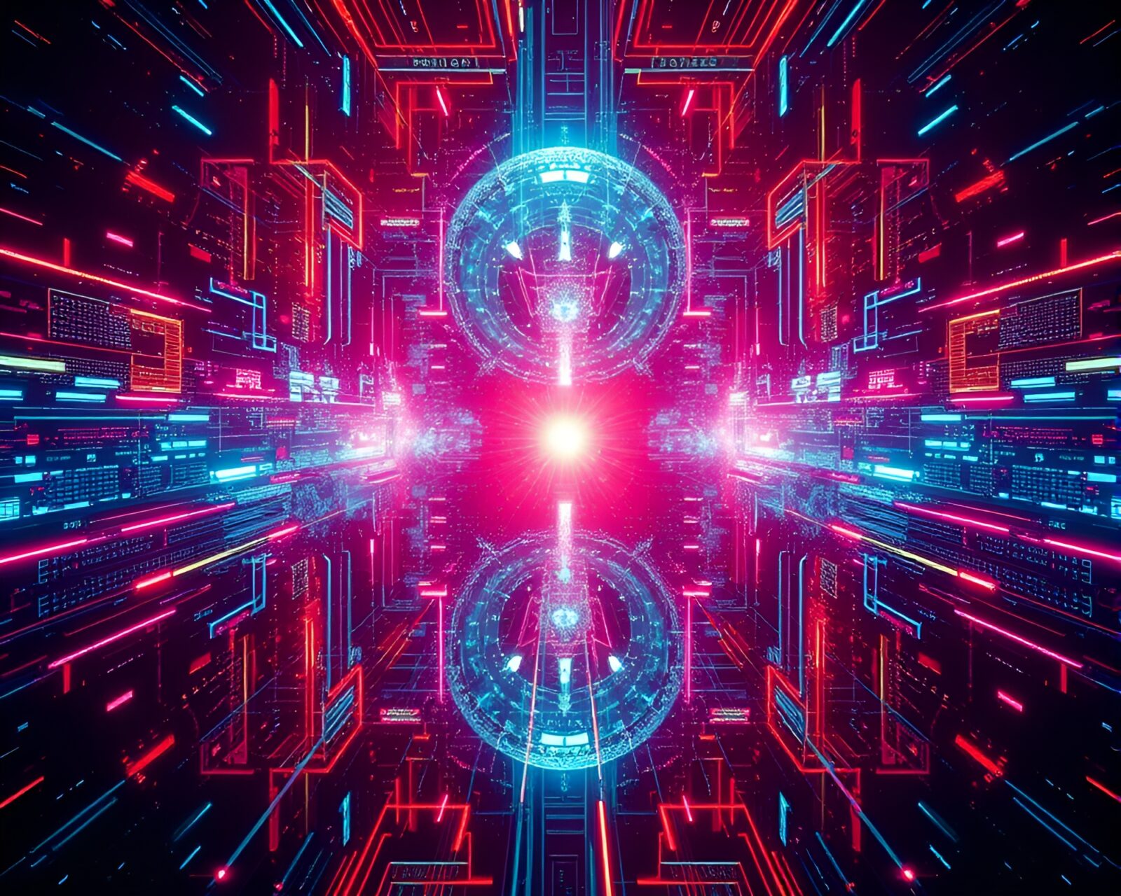 Glowing sorcery aura in double-reflected digital glitch style.