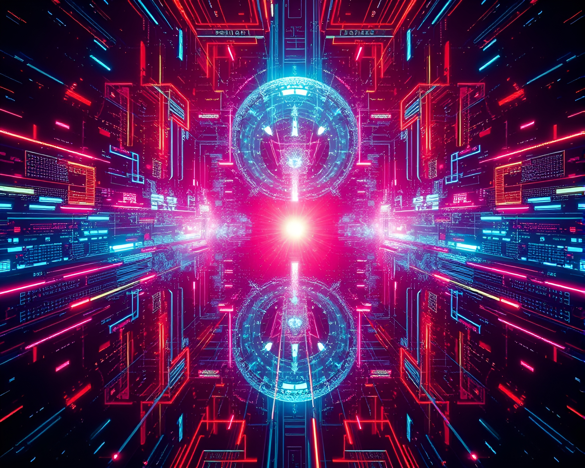 Futuristic Double Reflection Digital Sorcery Glitch Art – free AI stock image