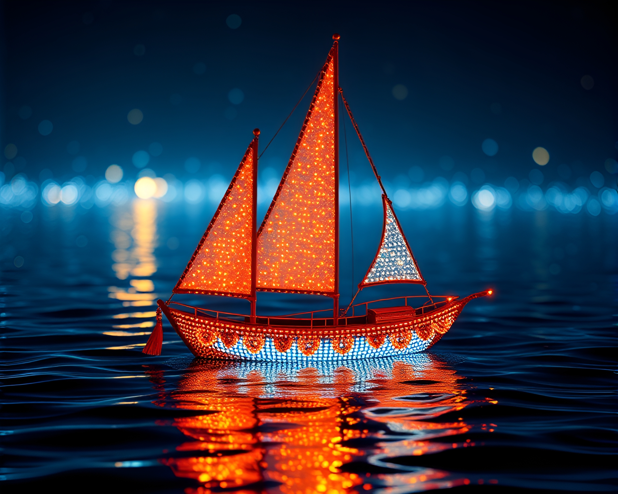Solar Sailboat Beadwork Accents Data Visualization Disco – free AI stock image