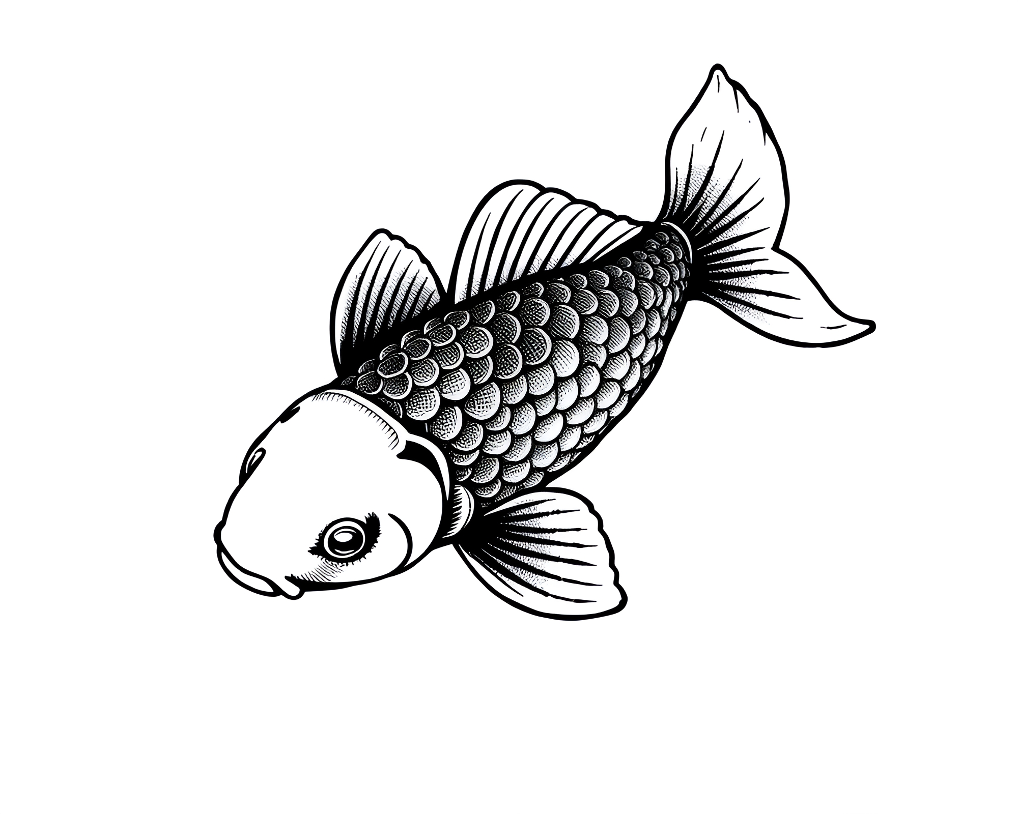 Halftone Koi Fish Tattoo Flash Art – free AI stock image