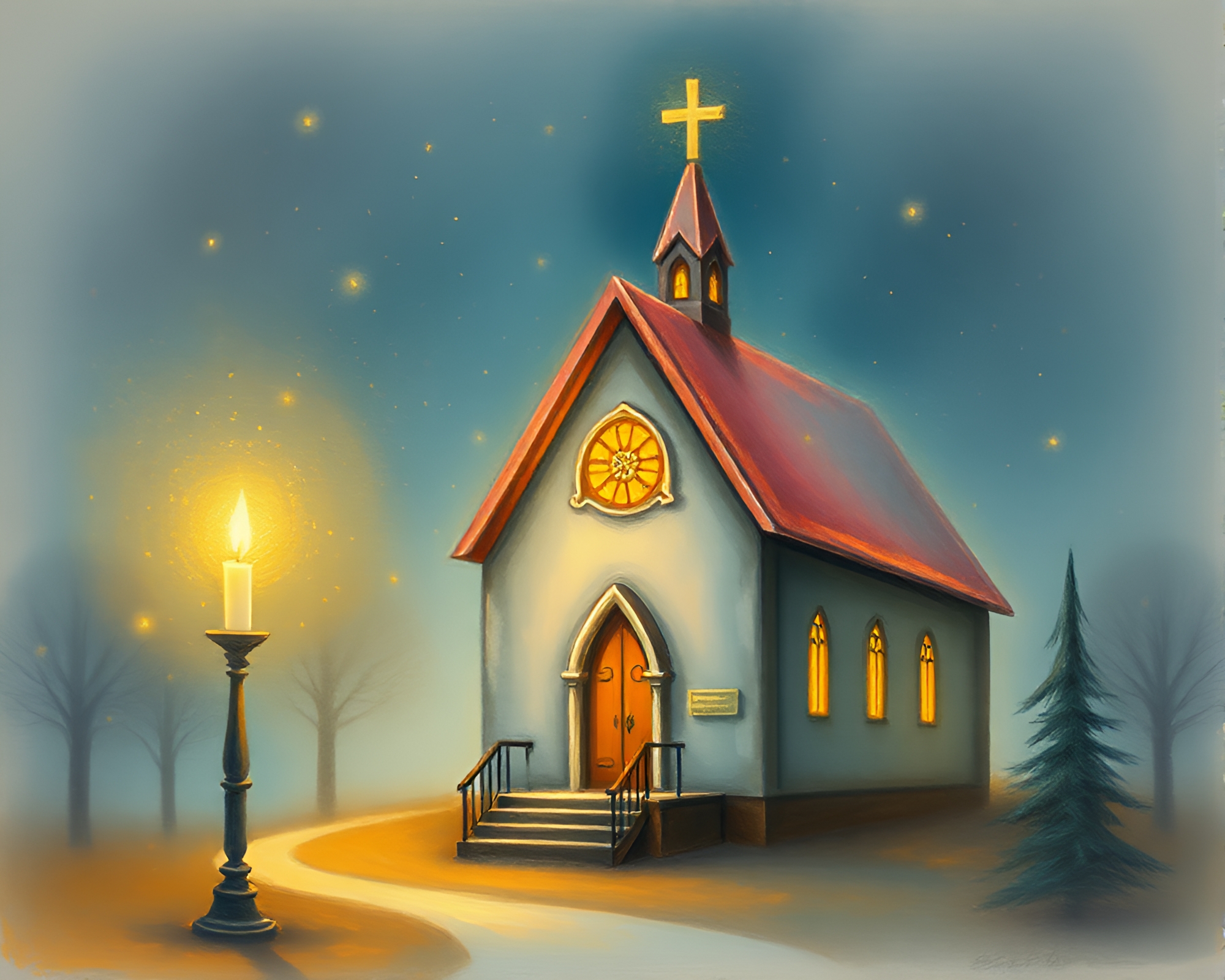 Enchanted Fairies Dance in Dusty Church Candlelight – free AI stock image