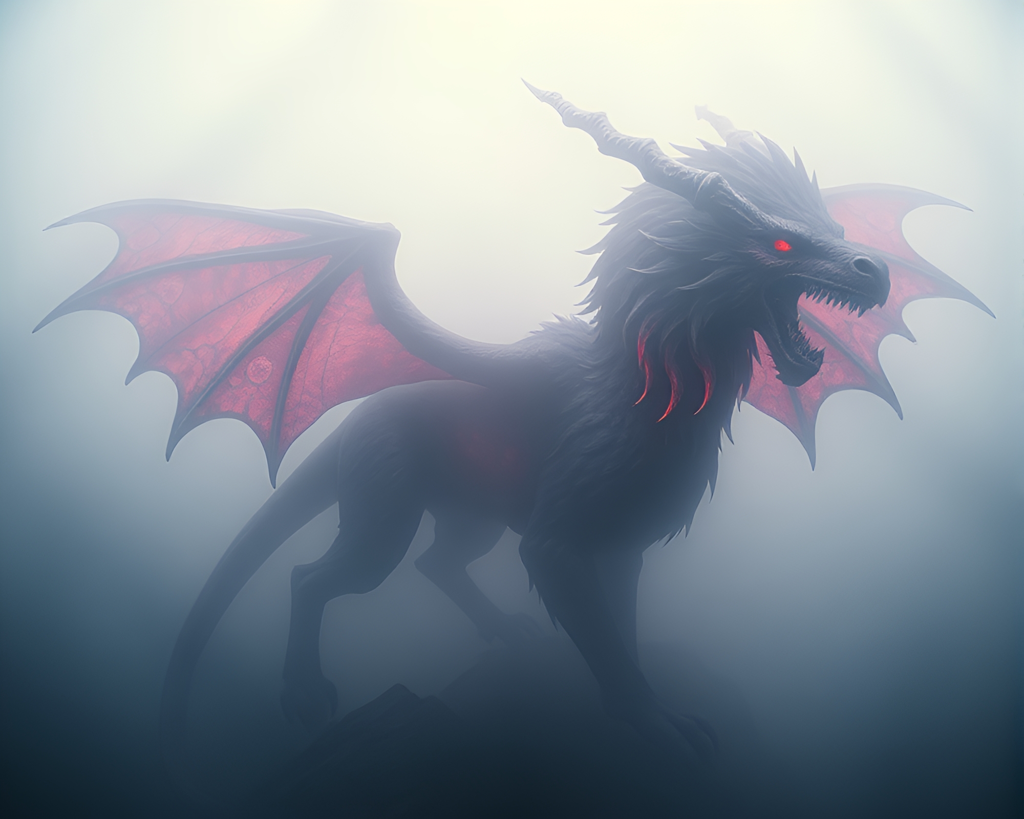 Cerberus Guardian in Stained Glass Foggy Portal – free AI stock image